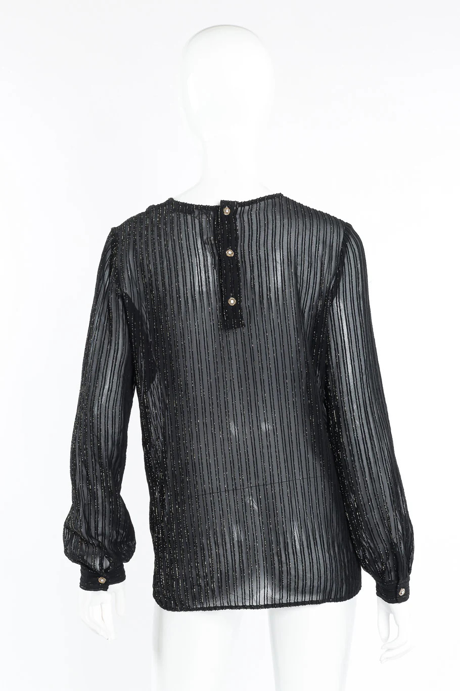Sheer Lamé Striped Blouse - Image 4