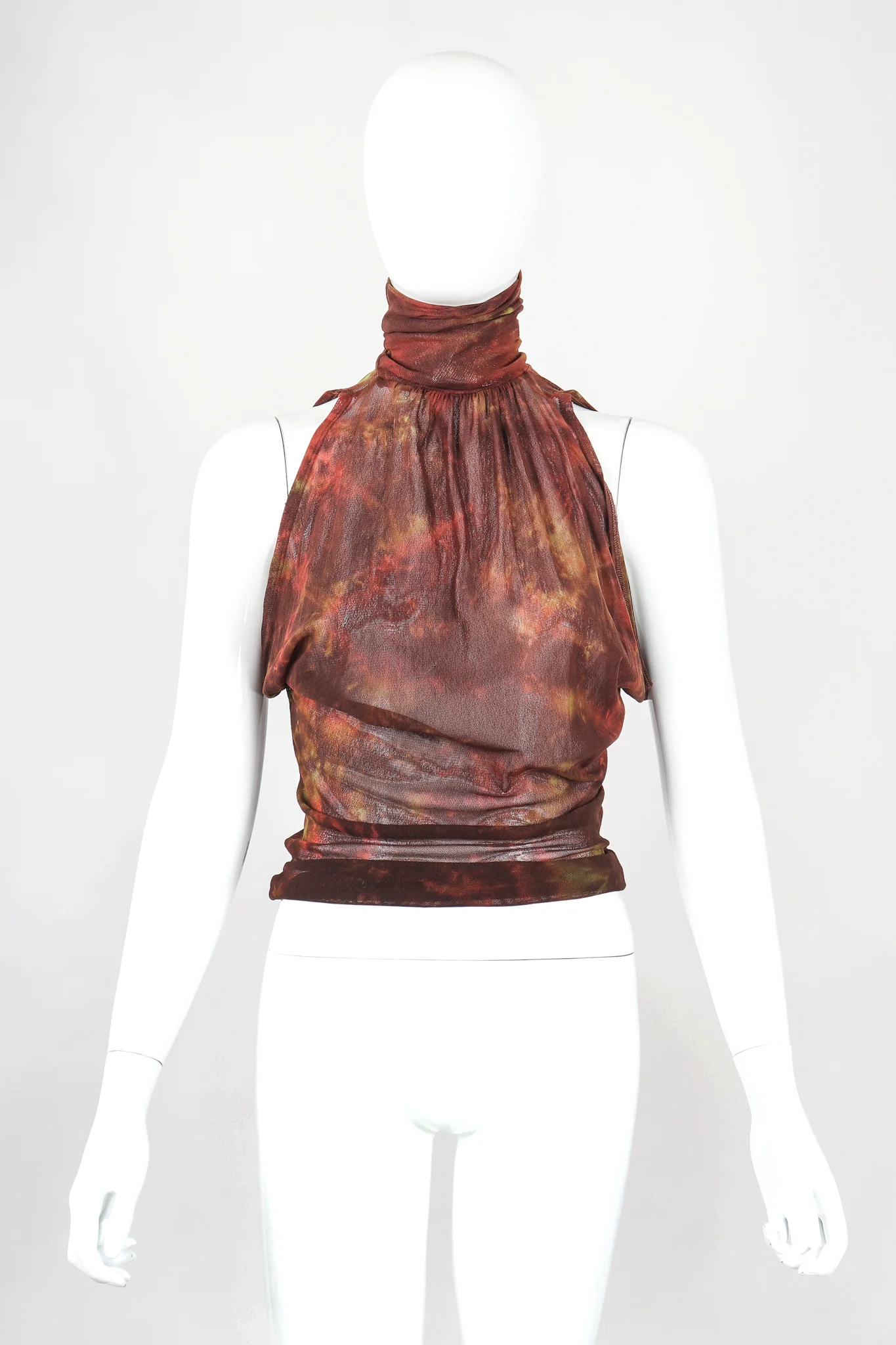 Sheer Mesh Sleeveless Turtleneck & Skirt Set - Image 6
