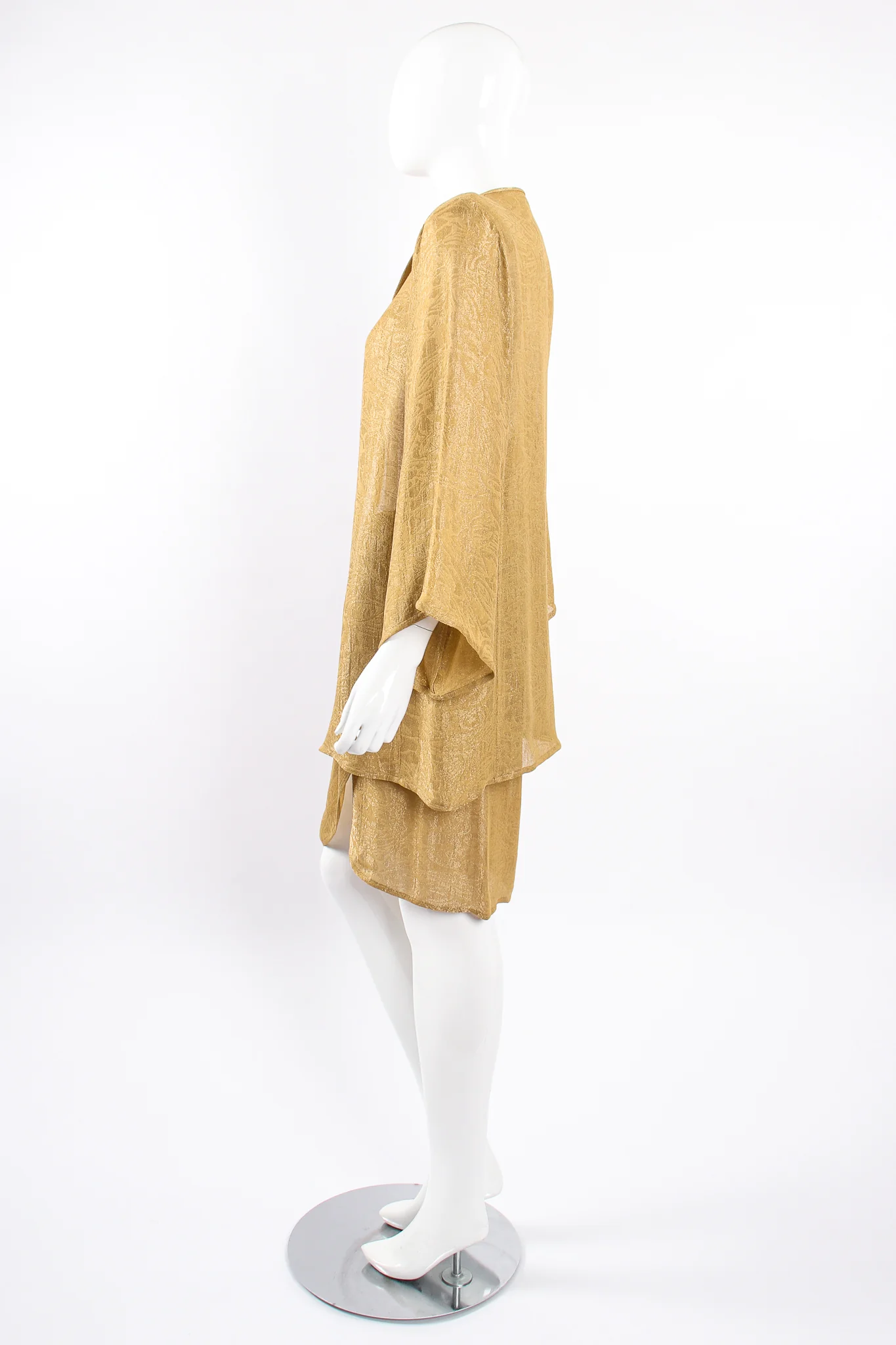 Sheer Metallic Jacket & Wrap Skirt Set - Image 7
