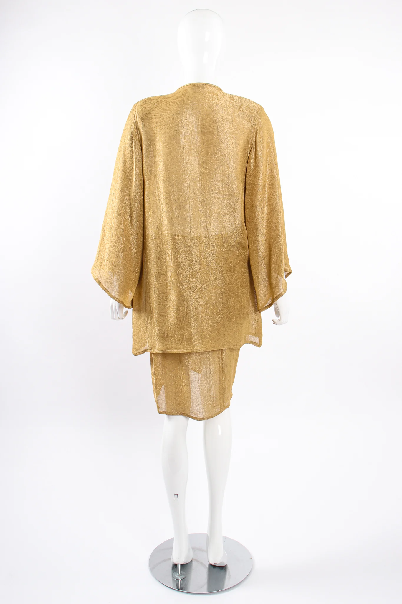 Sheer Metallic Jacket & Wrap Skirt Set - Image 8