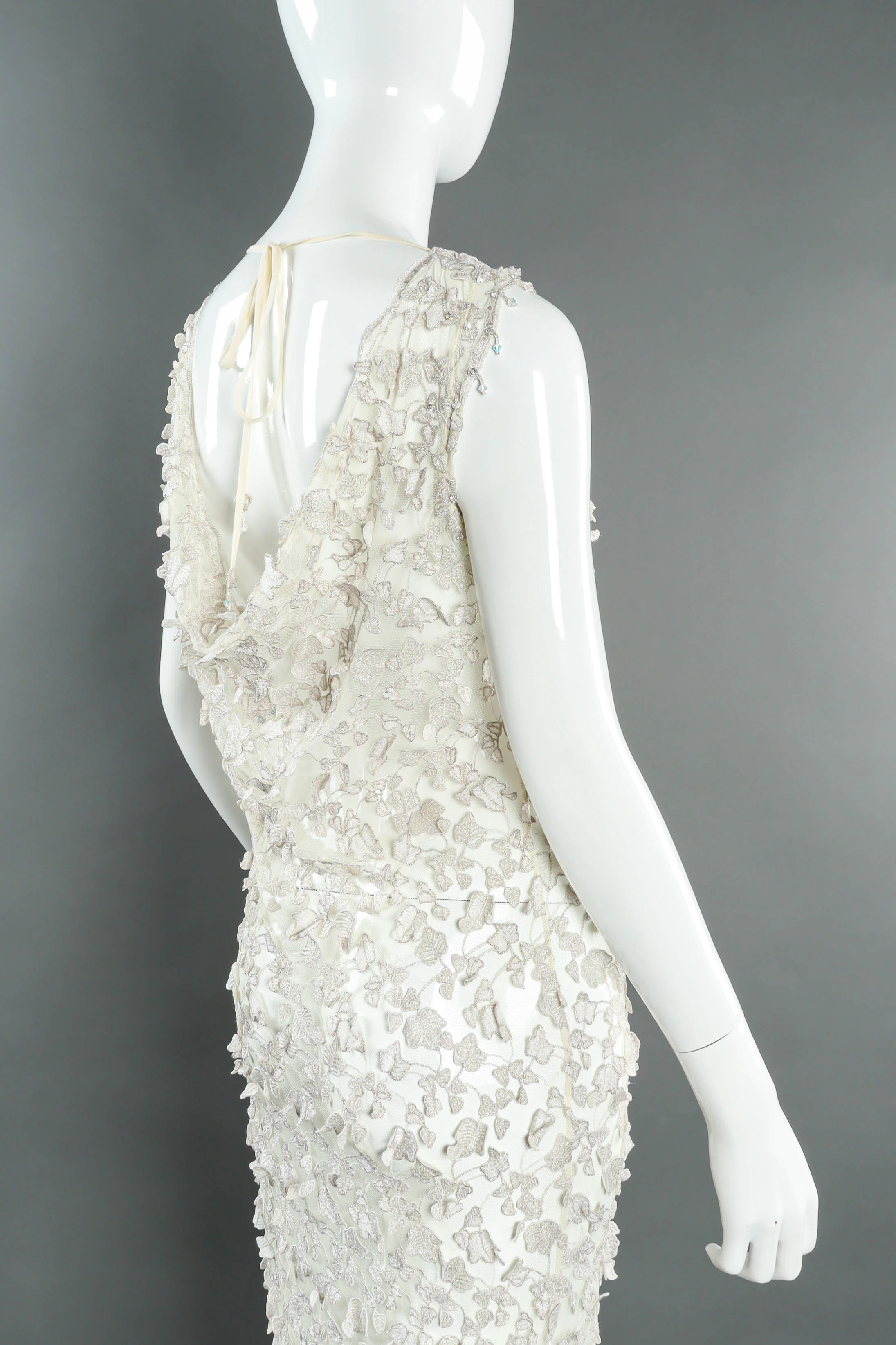 Sheer Metallic Leaf Dress - Image 3