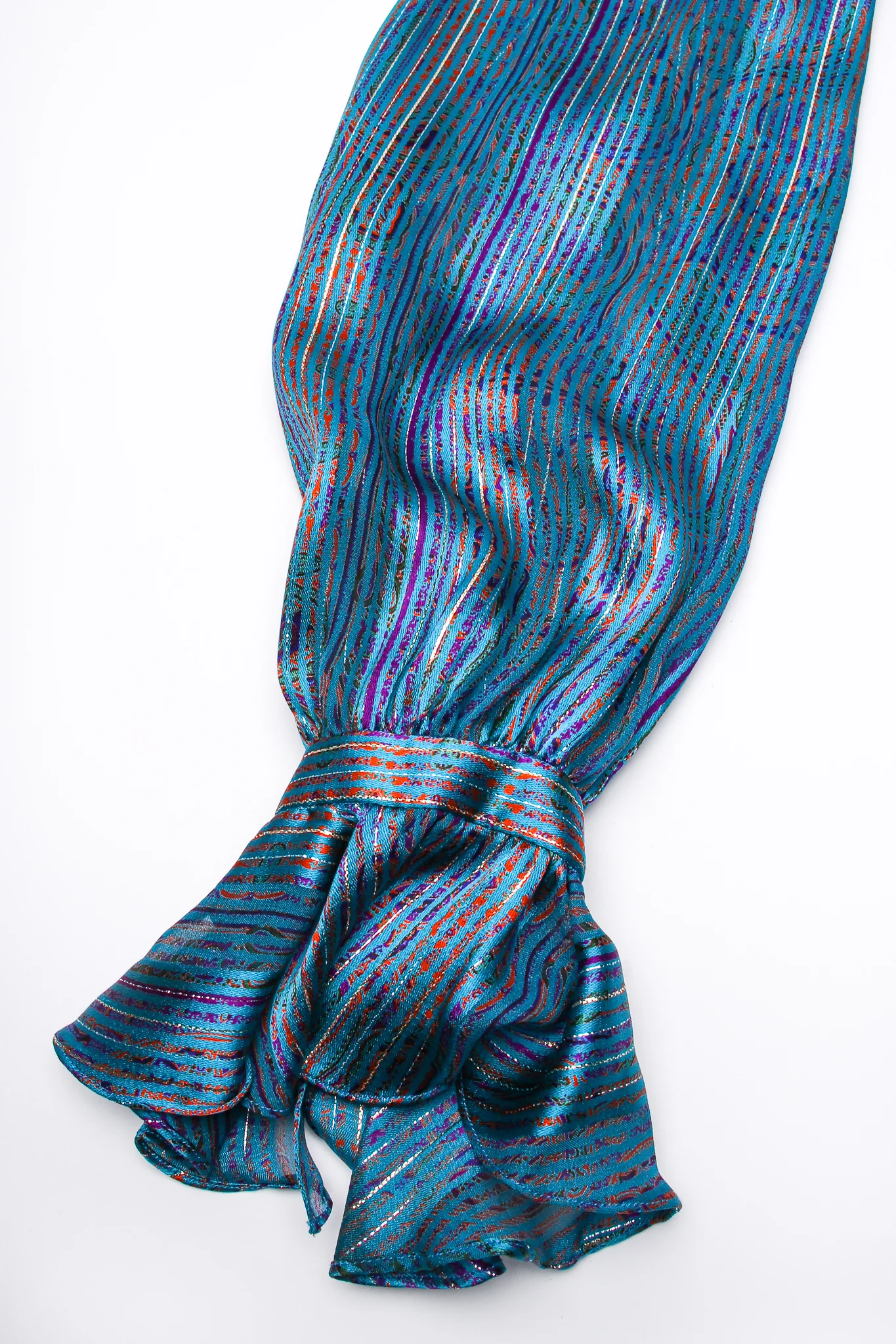Sheer Paisley Stripe Ruffle Blouse - Image 7