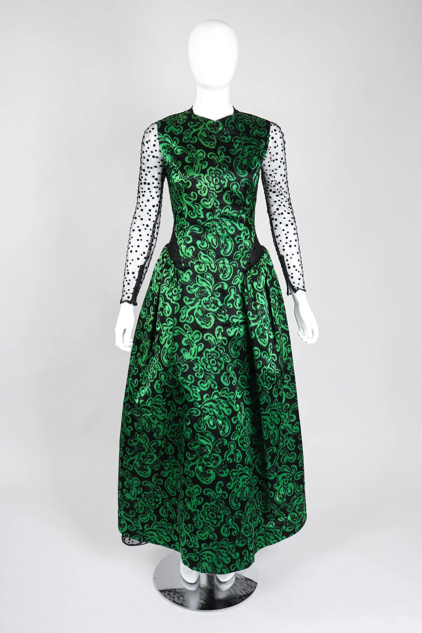 Sheer Panel Satin Gown - Image 2