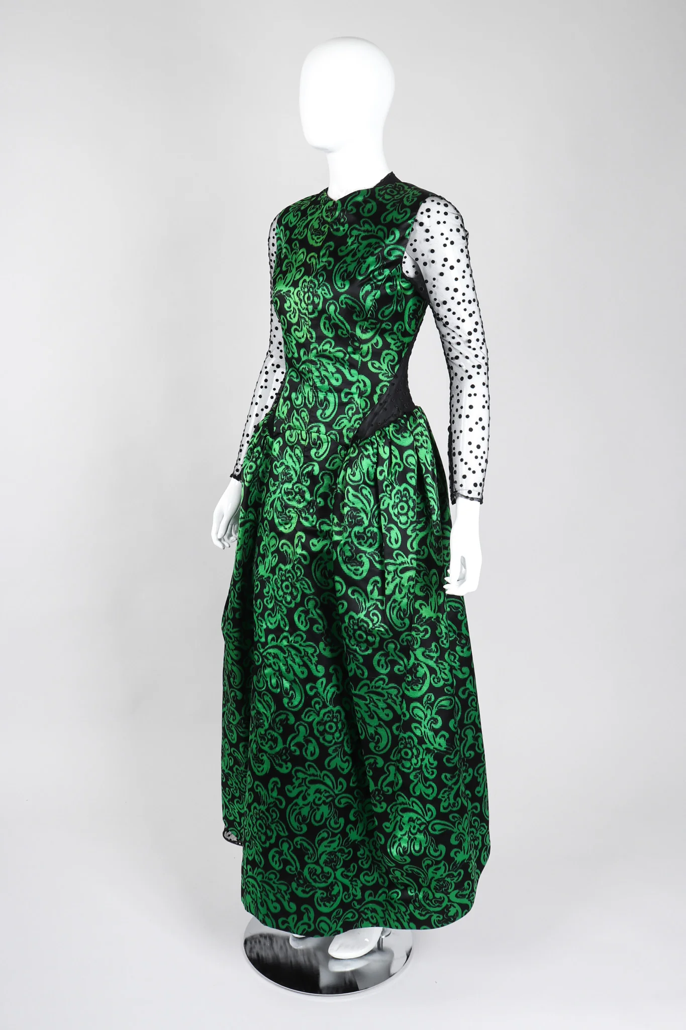 Sheer Panel Satin Gown - Image 3