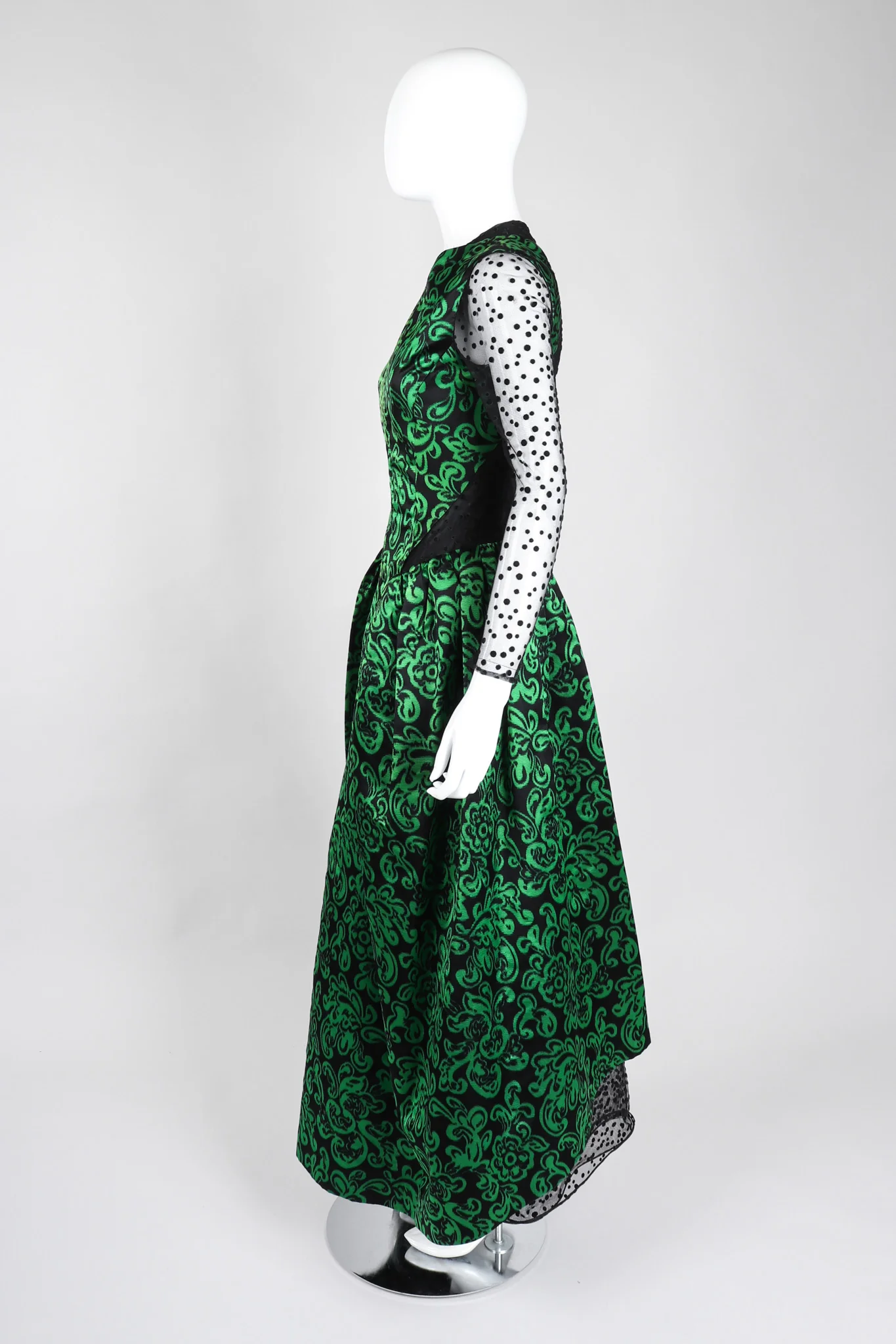 Sheer Panel Satin Gown - Image 4