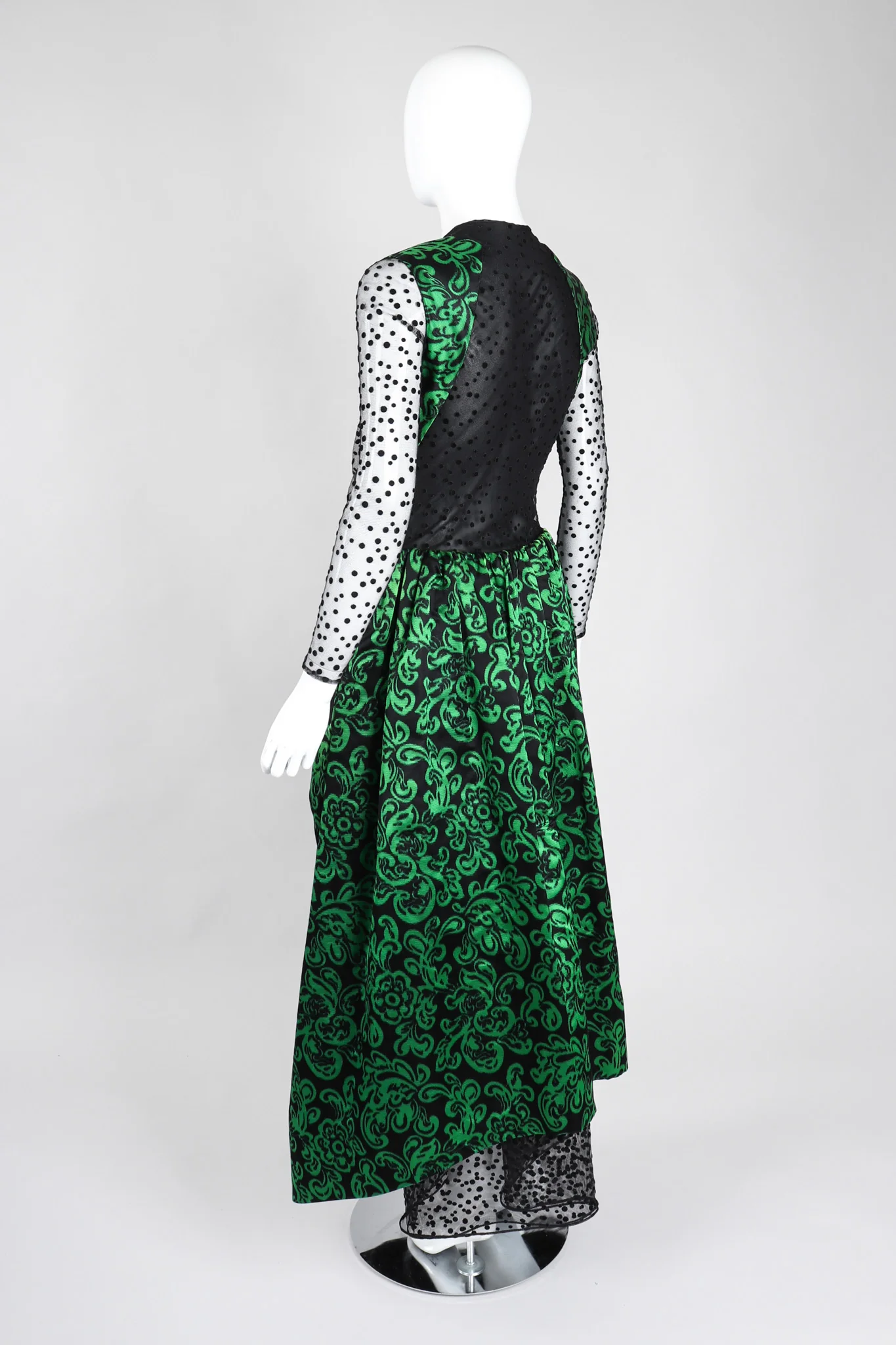 Sheer Panel Satin Gown - Image 5