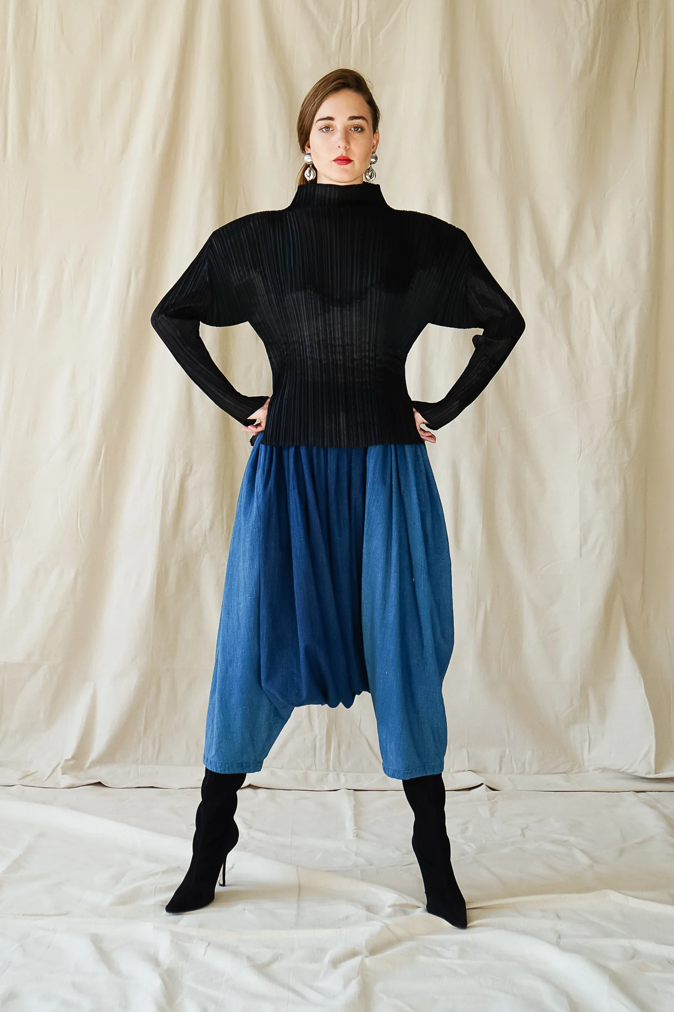 Sheer Pleated Mockneck Top - Image 3