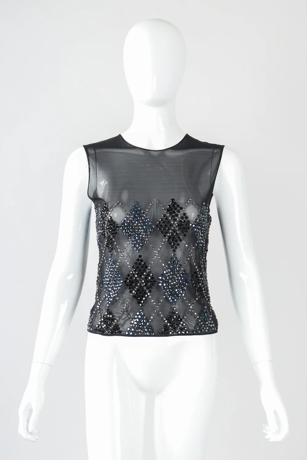 Sheer Rhinestone Argyle Top - Image 2