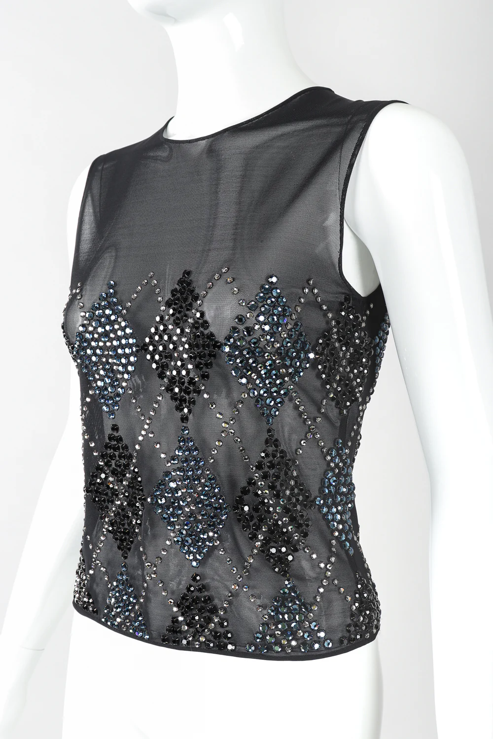 Sheer Rhinestone Argyle Top - Image 3