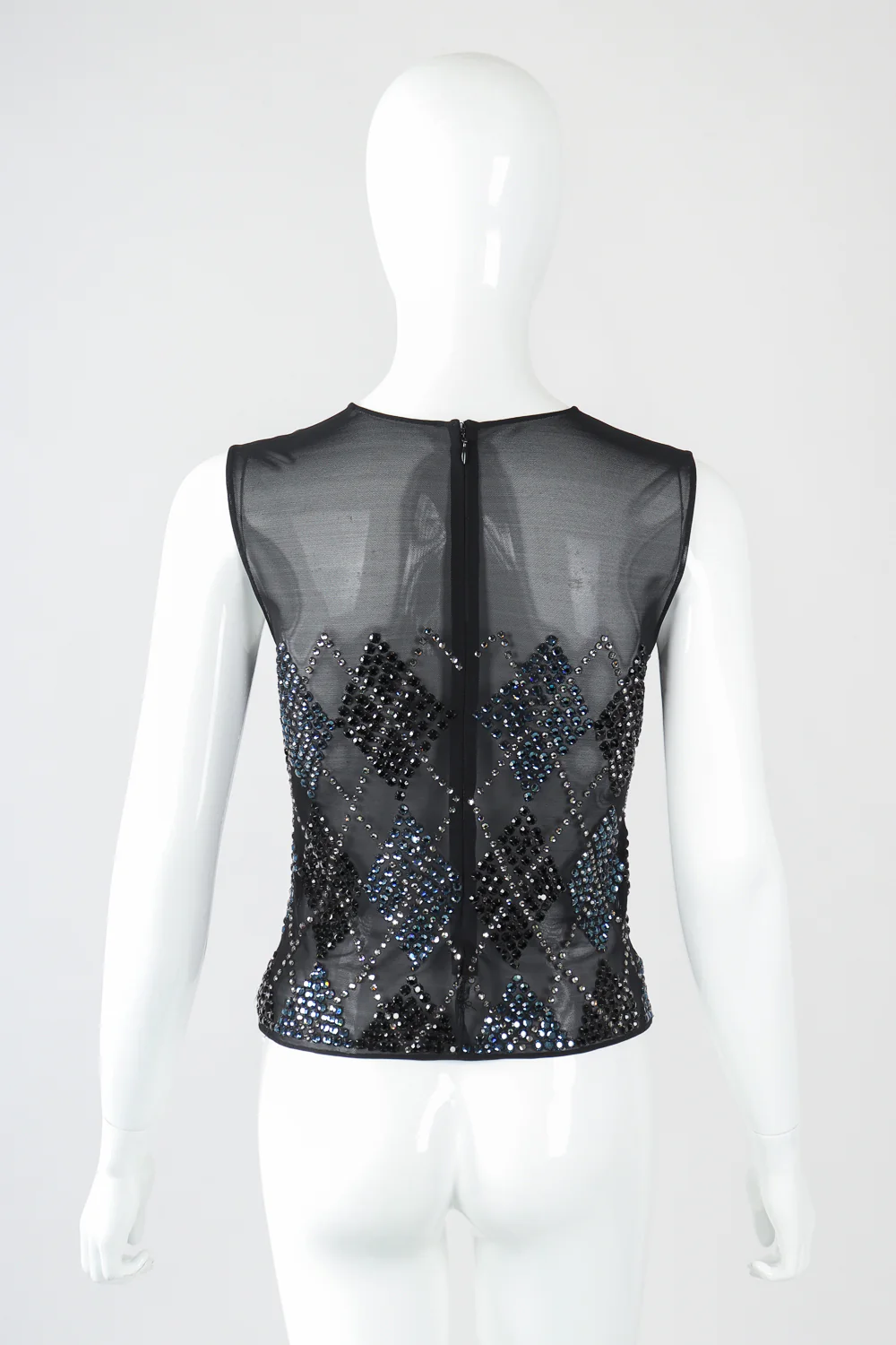 Sheer Rhinestone Argyle Top - Image 4