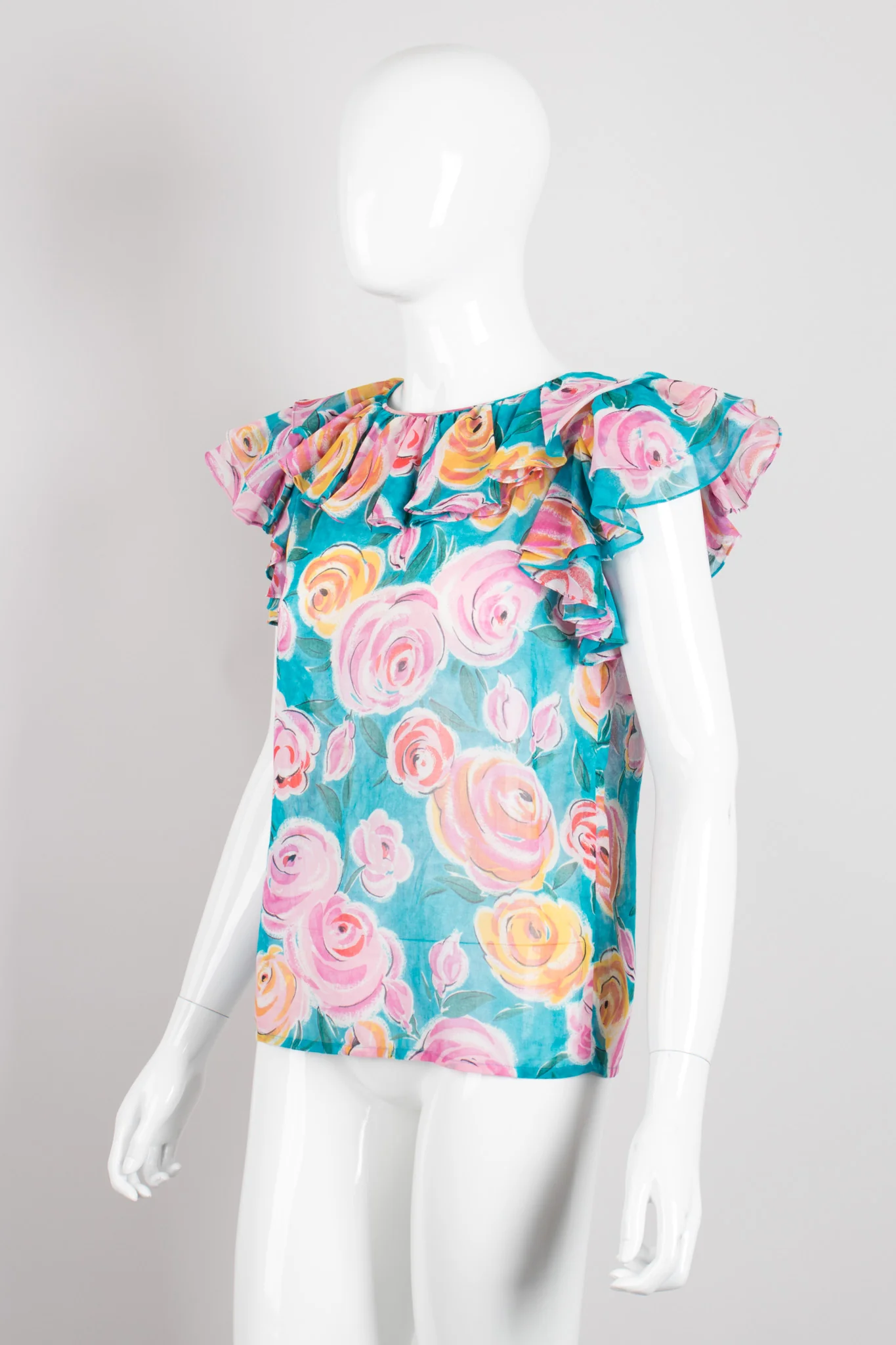 Sheer Rose Ruffle Top - Image 3