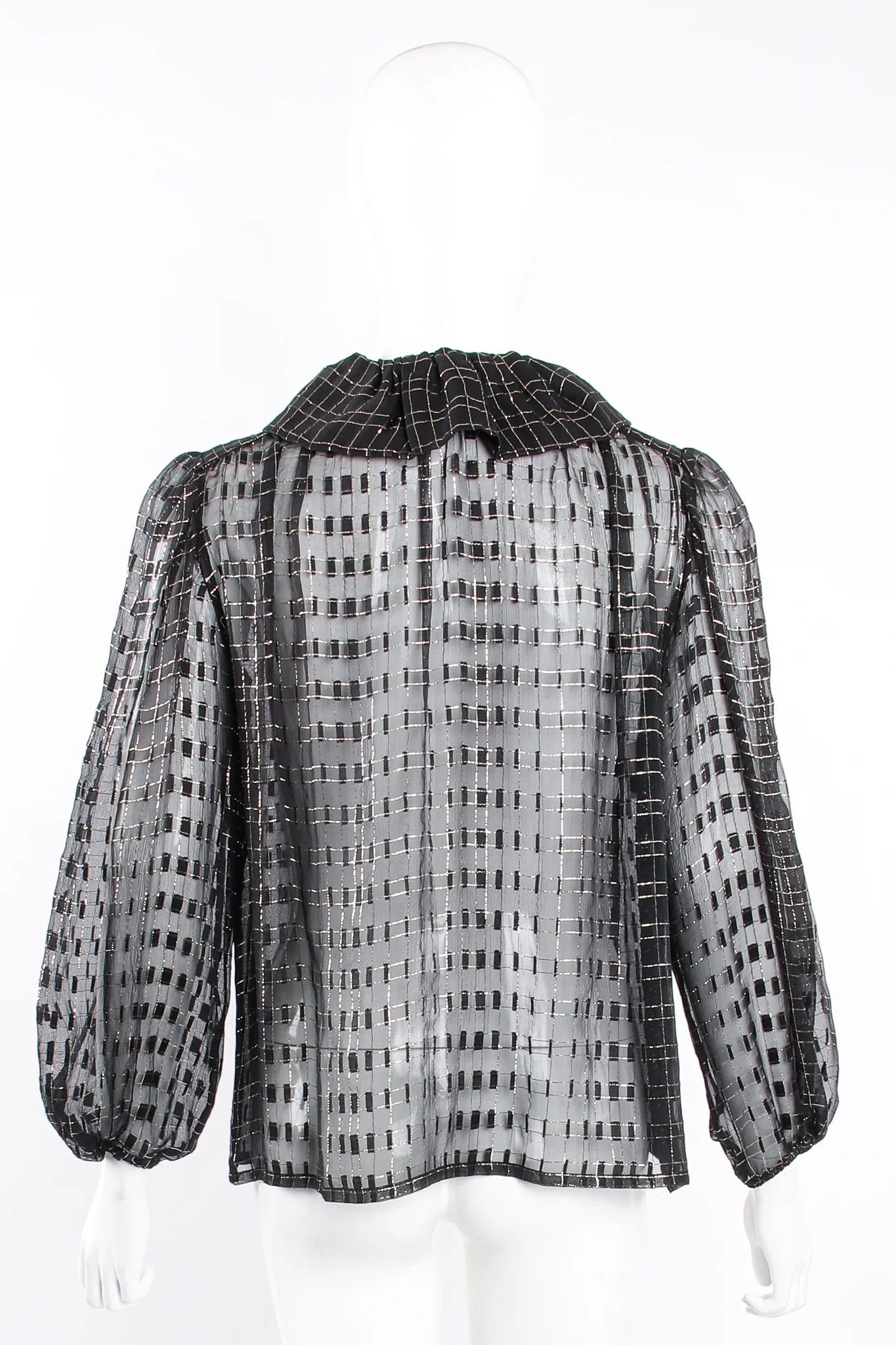 Sheer Ruffle Collar Lamé Blouse - Image 4