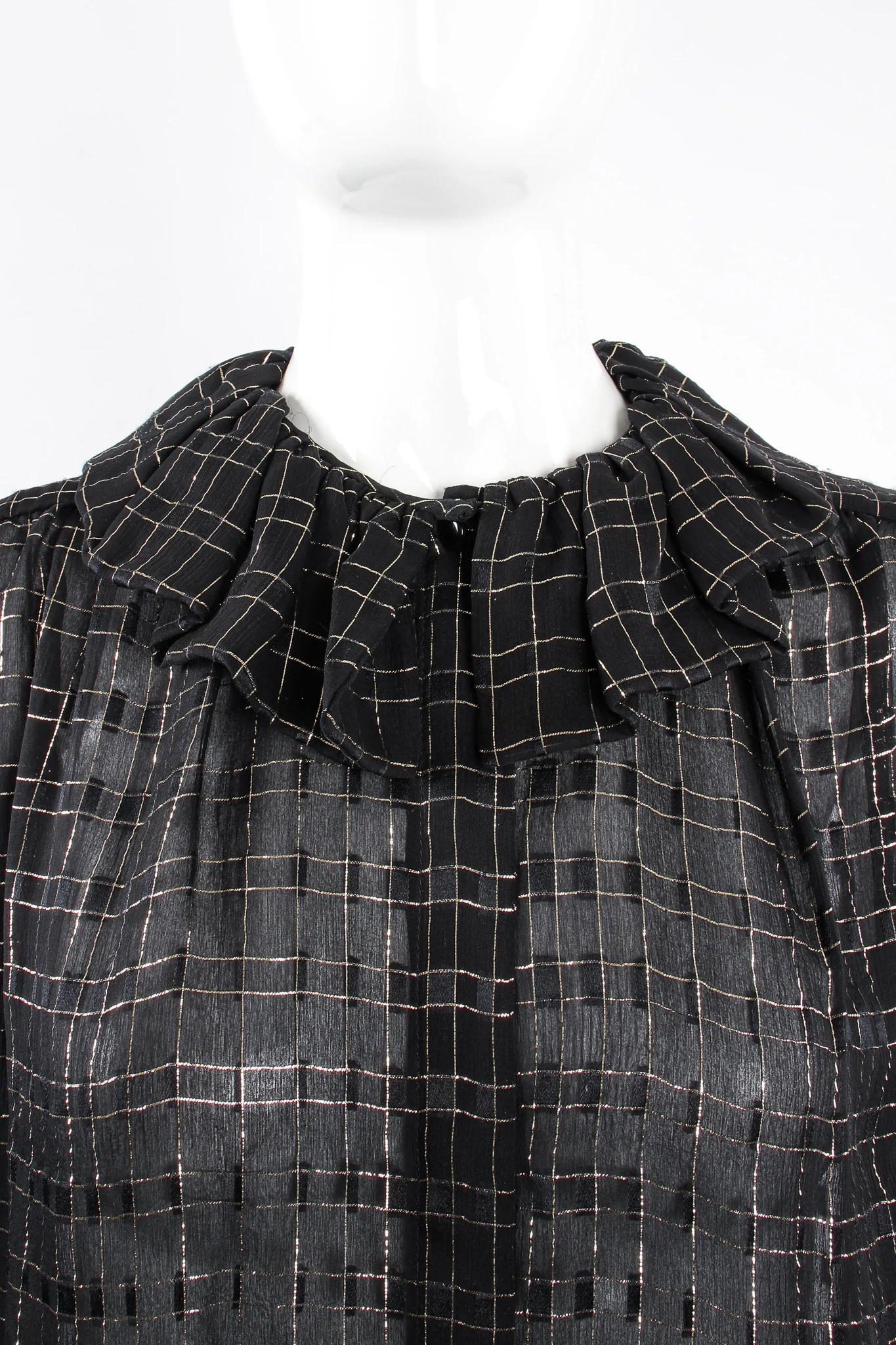Sheer Ruffle Collar Lamé Blouse - Image 7