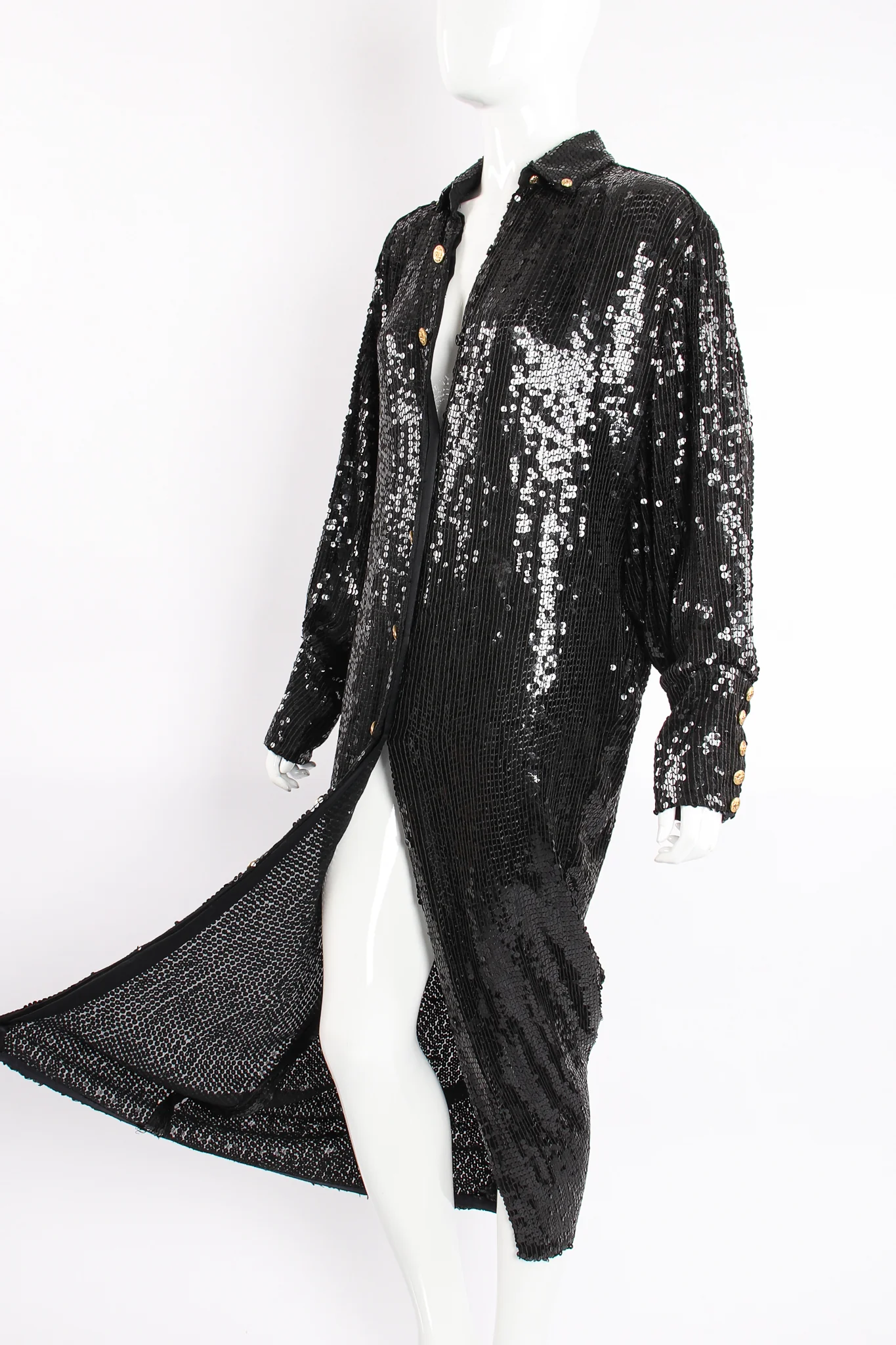 Sheer Sequin Shirt Dress Duster - Image 10