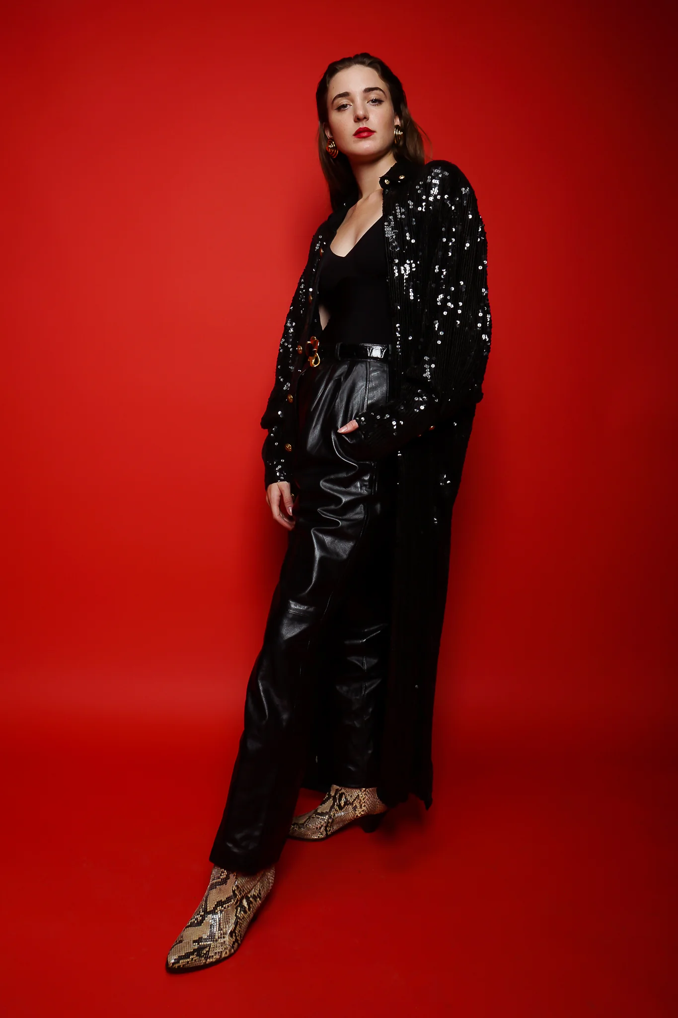 Sheer Sequin Shirt Dress Duster - Image 3