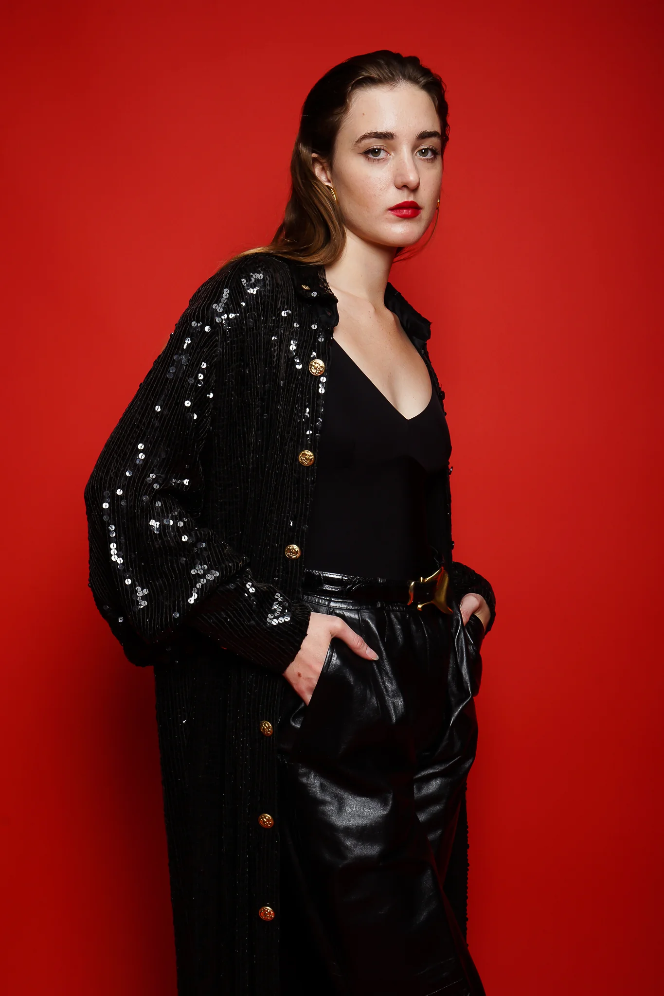 Sheer Sequin Shirt Dress Duster - Image 4