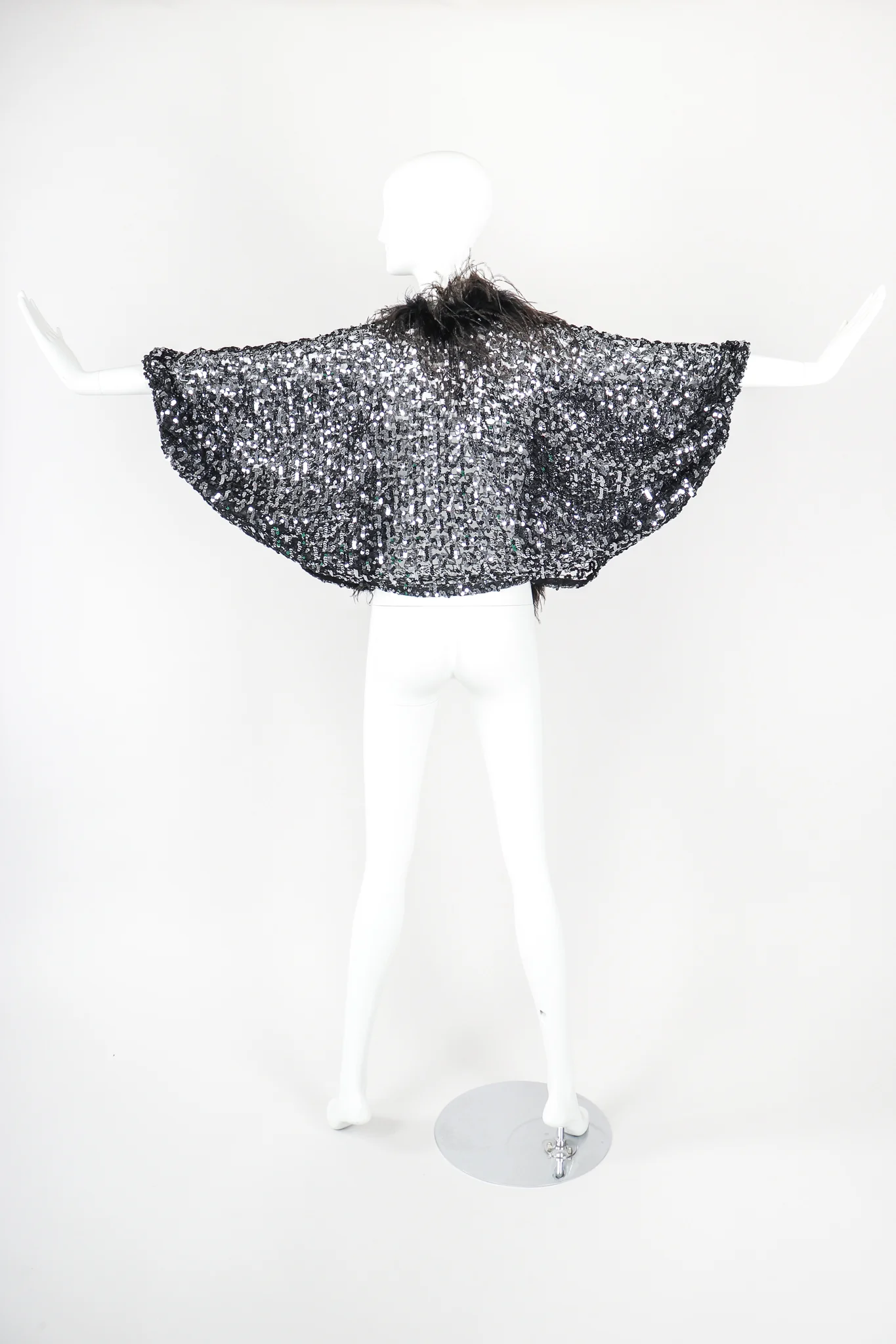 Sheer Sequin Feather Batwing Jacket - Image 3