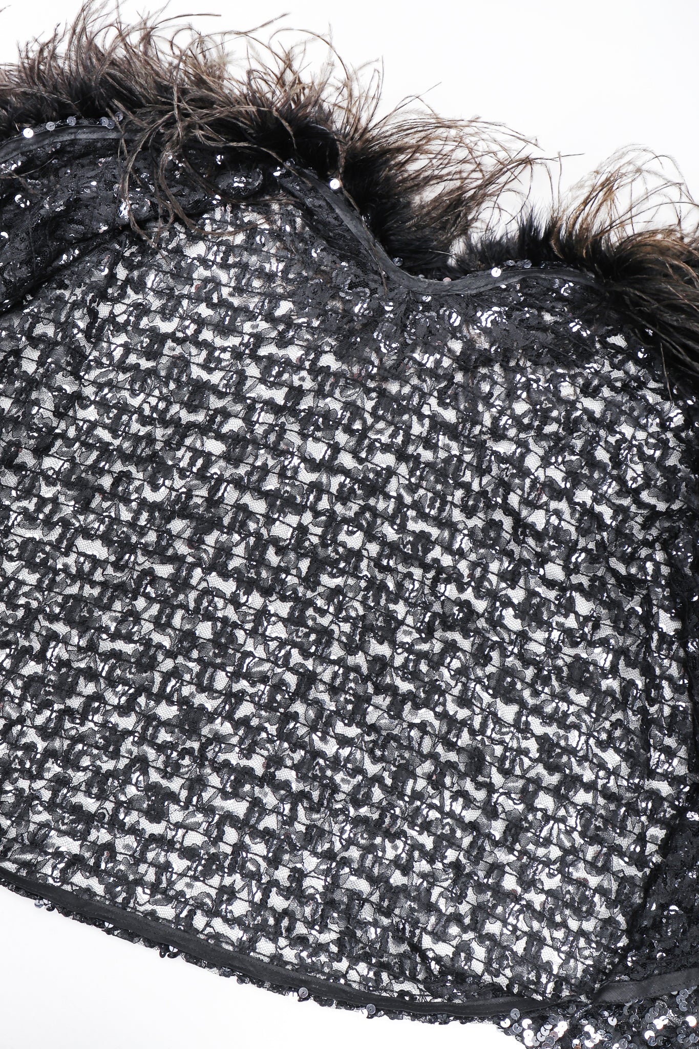 Sheer Sequin Feather Batwing Jacket - Image 6