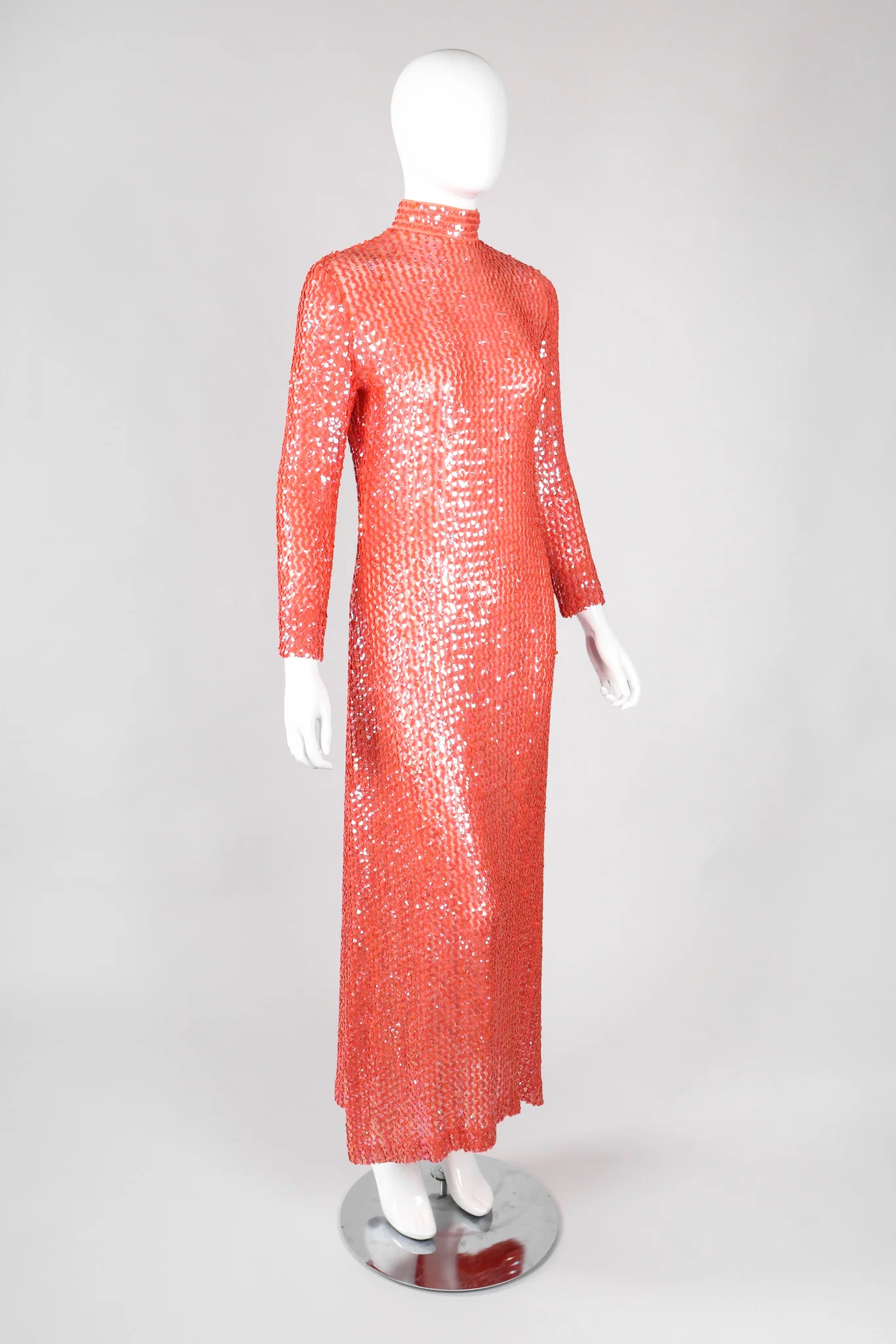 Sheer Sequined High Neck Gown - Image 2