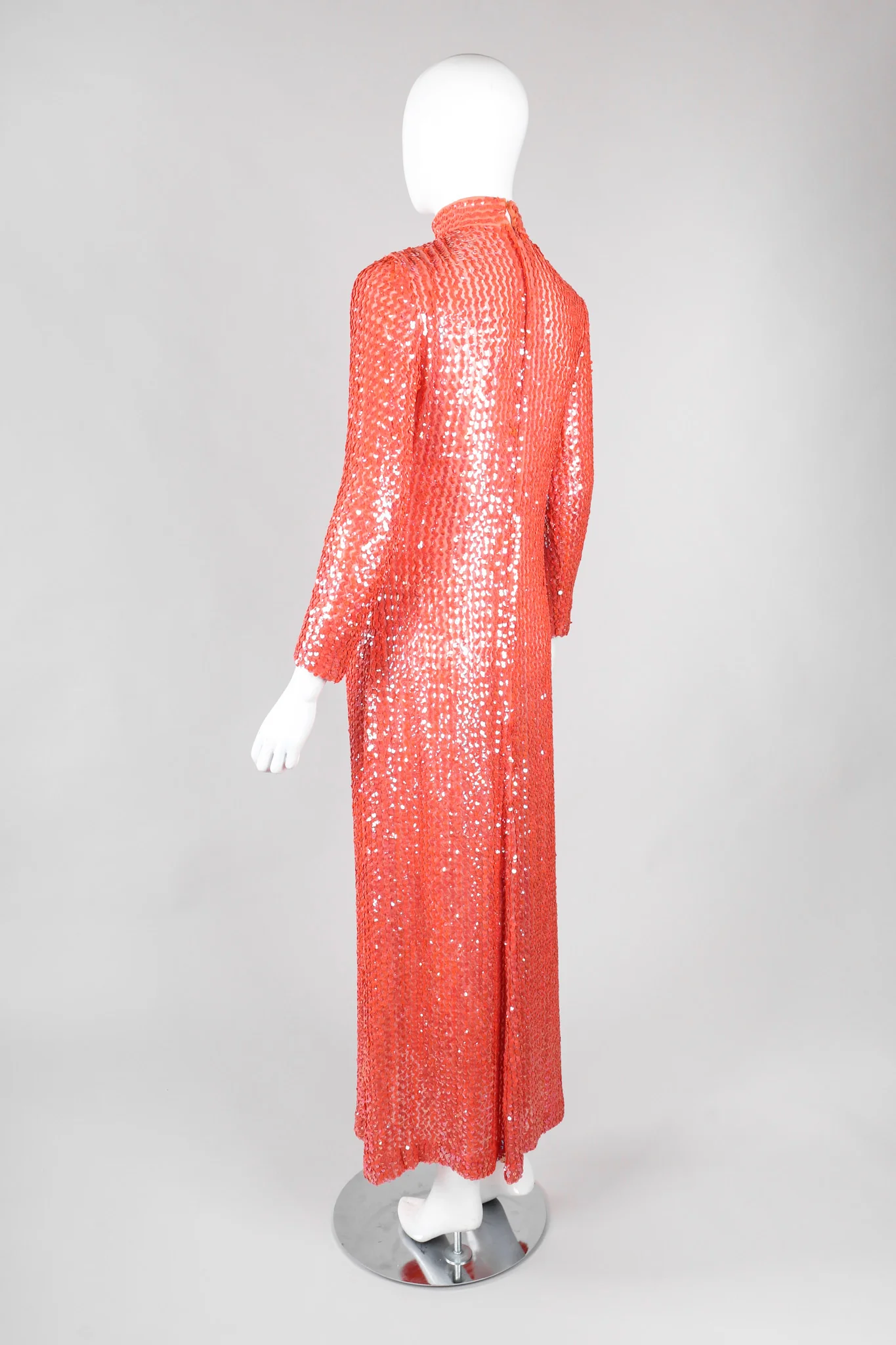 Sheer Sequined High Neck Gown - Image 6