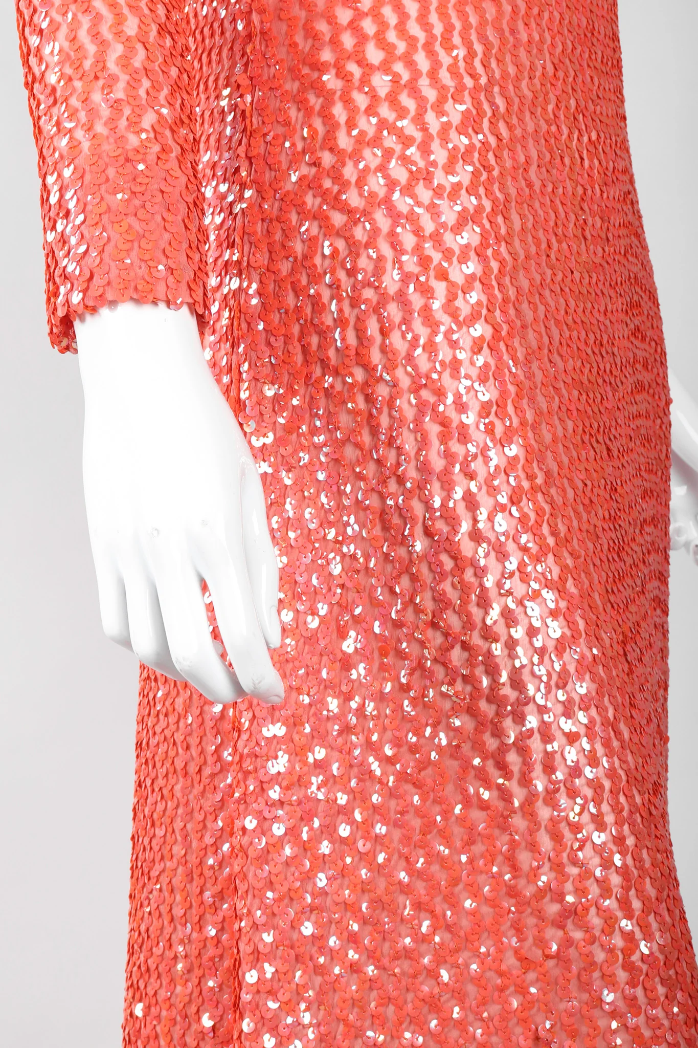 Sheer Sequined High Neck Gown - Image 8