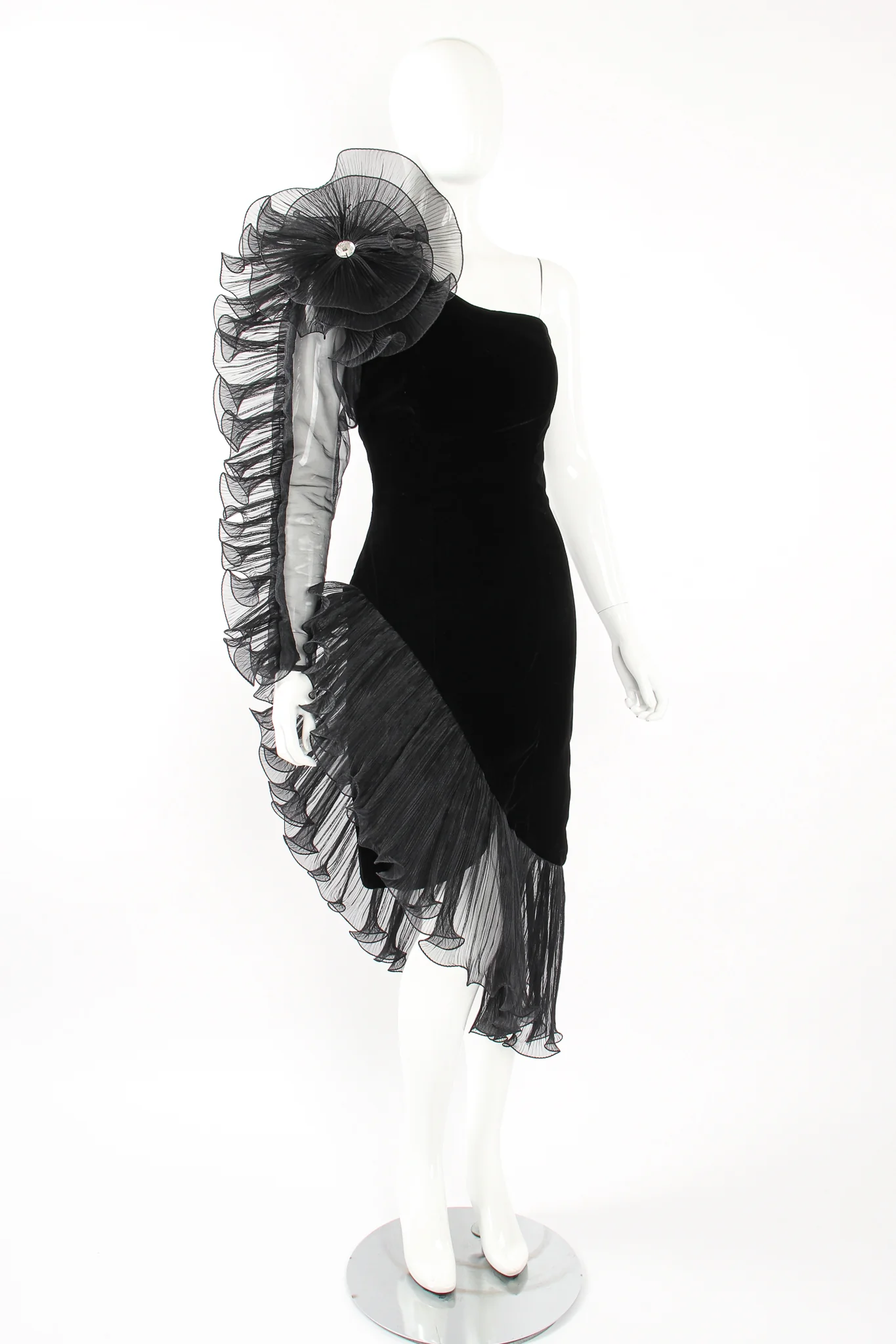 Sheer Side Ruffle Sleeve Dress - Image 6