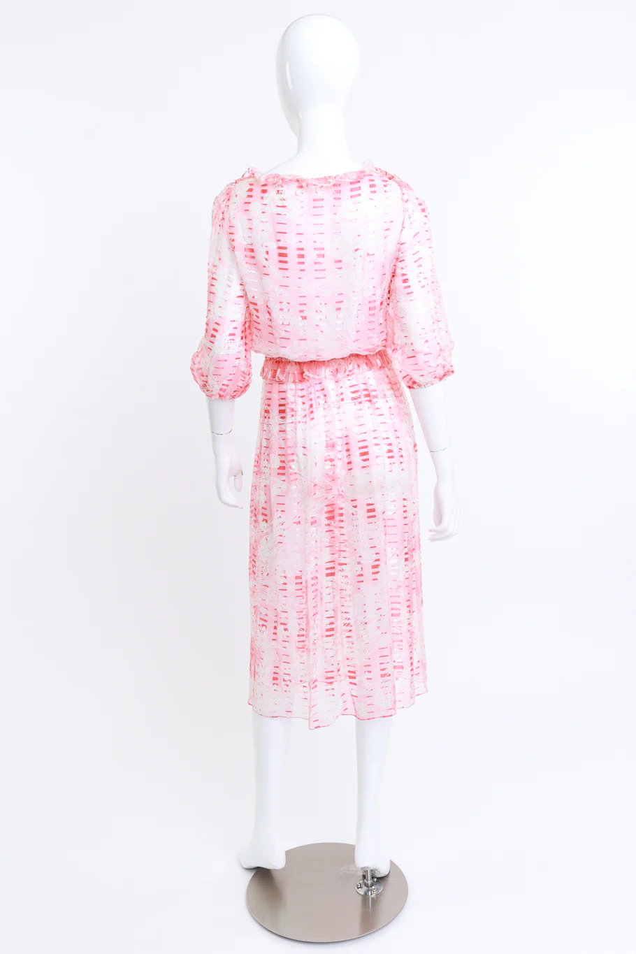 Sheer Silk Floral Ruffle Dress - Image 3