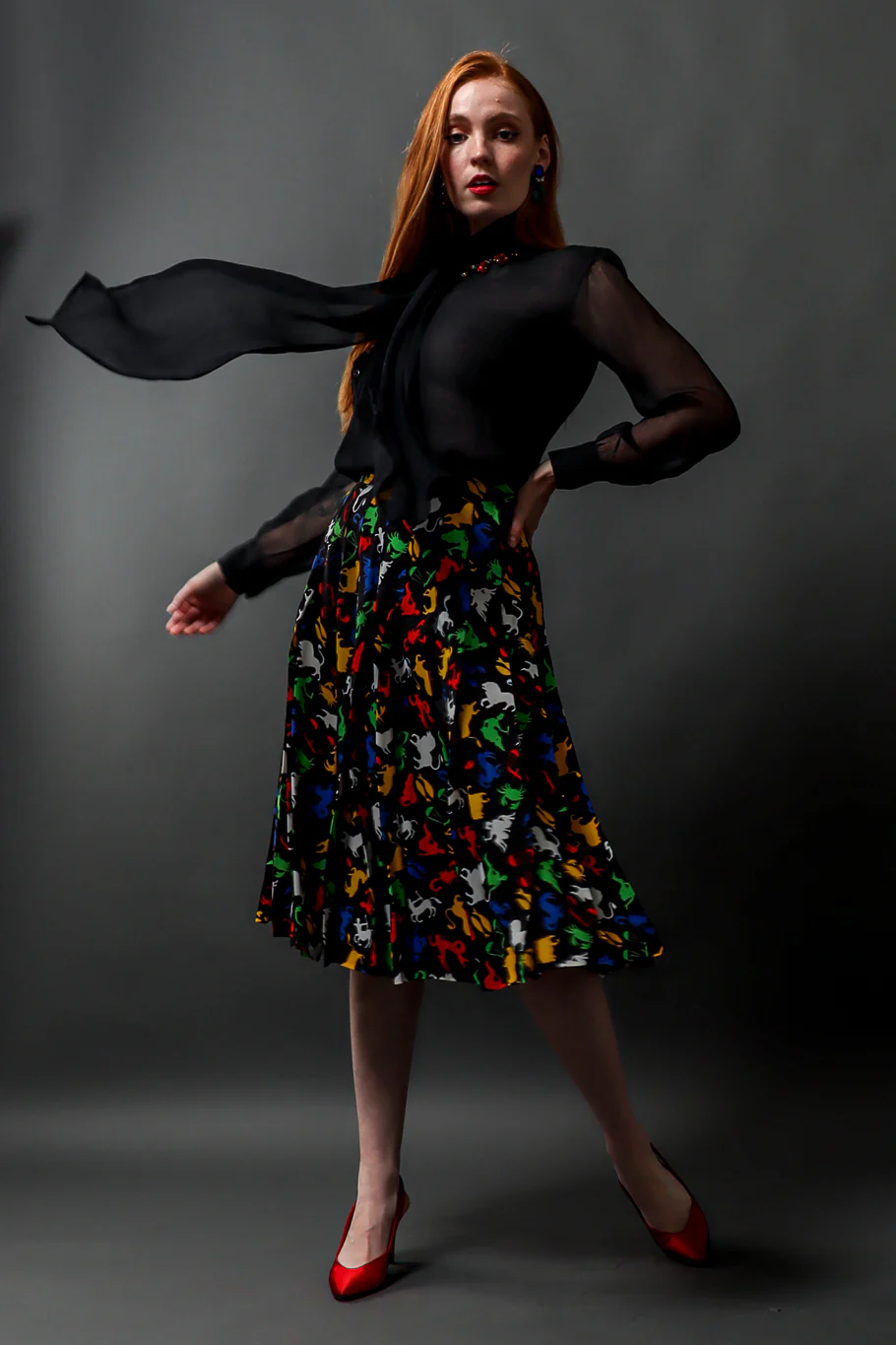 Sheer Silk Tie Blouse - Image 2