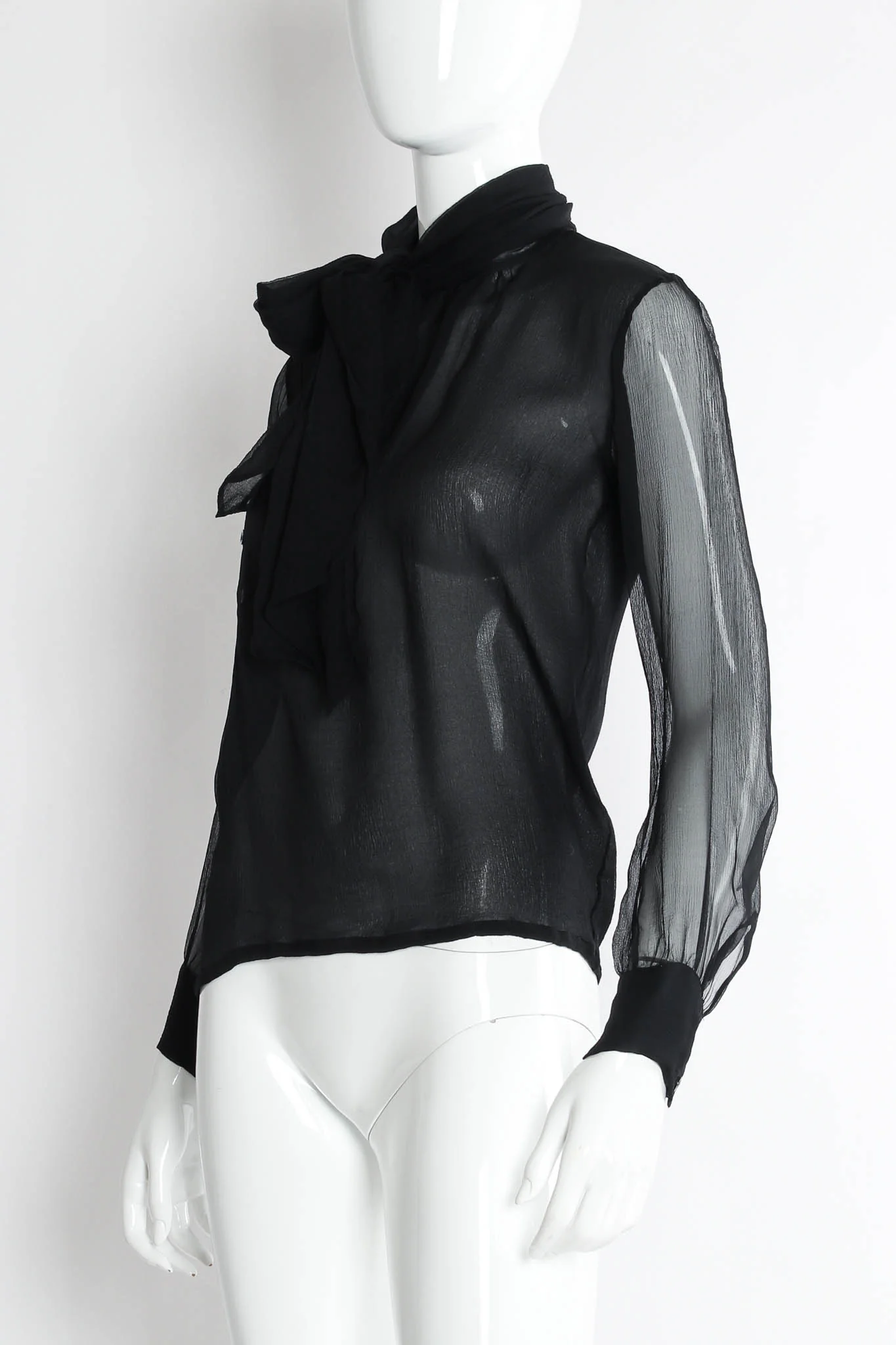 Sheer Silk Tie Blouse - Image 7