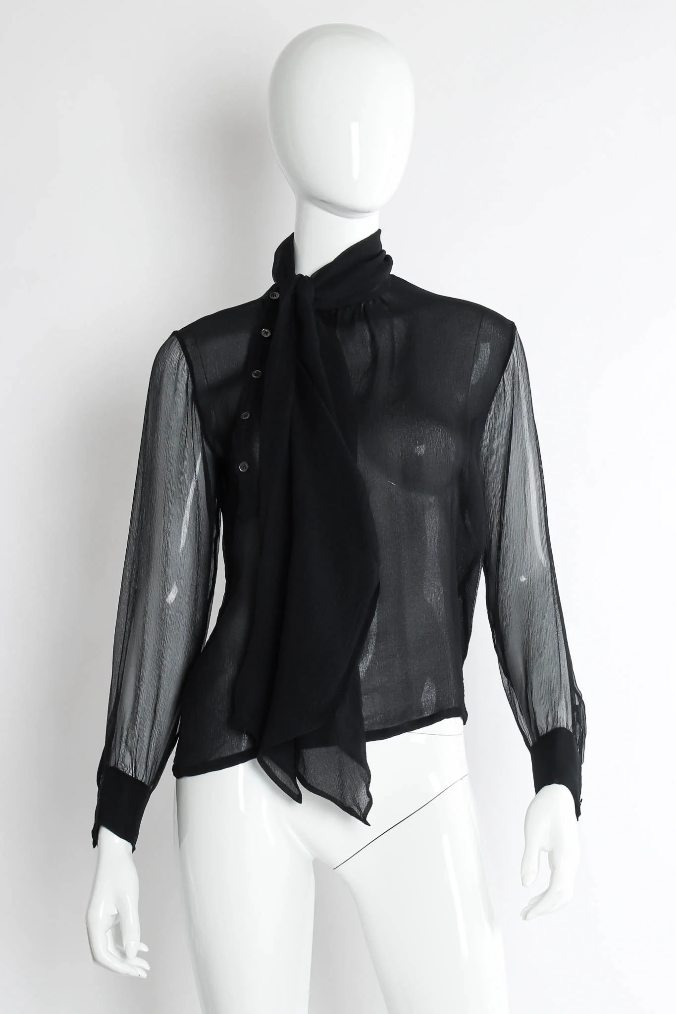 Sheer Silk Tie Blouse - Image 8