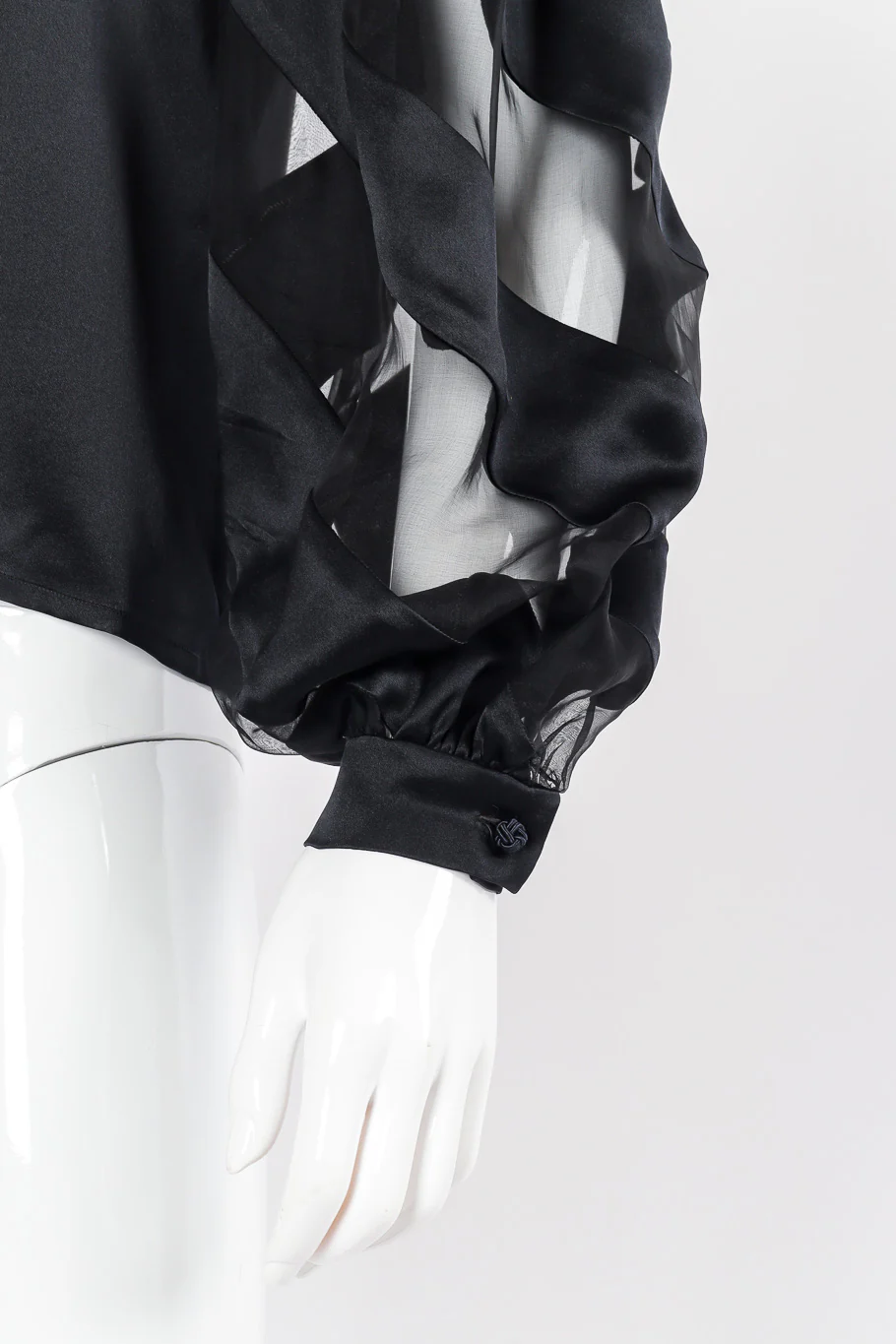 Sheer Stripe Balloon Sleeve Blouse - Image 5