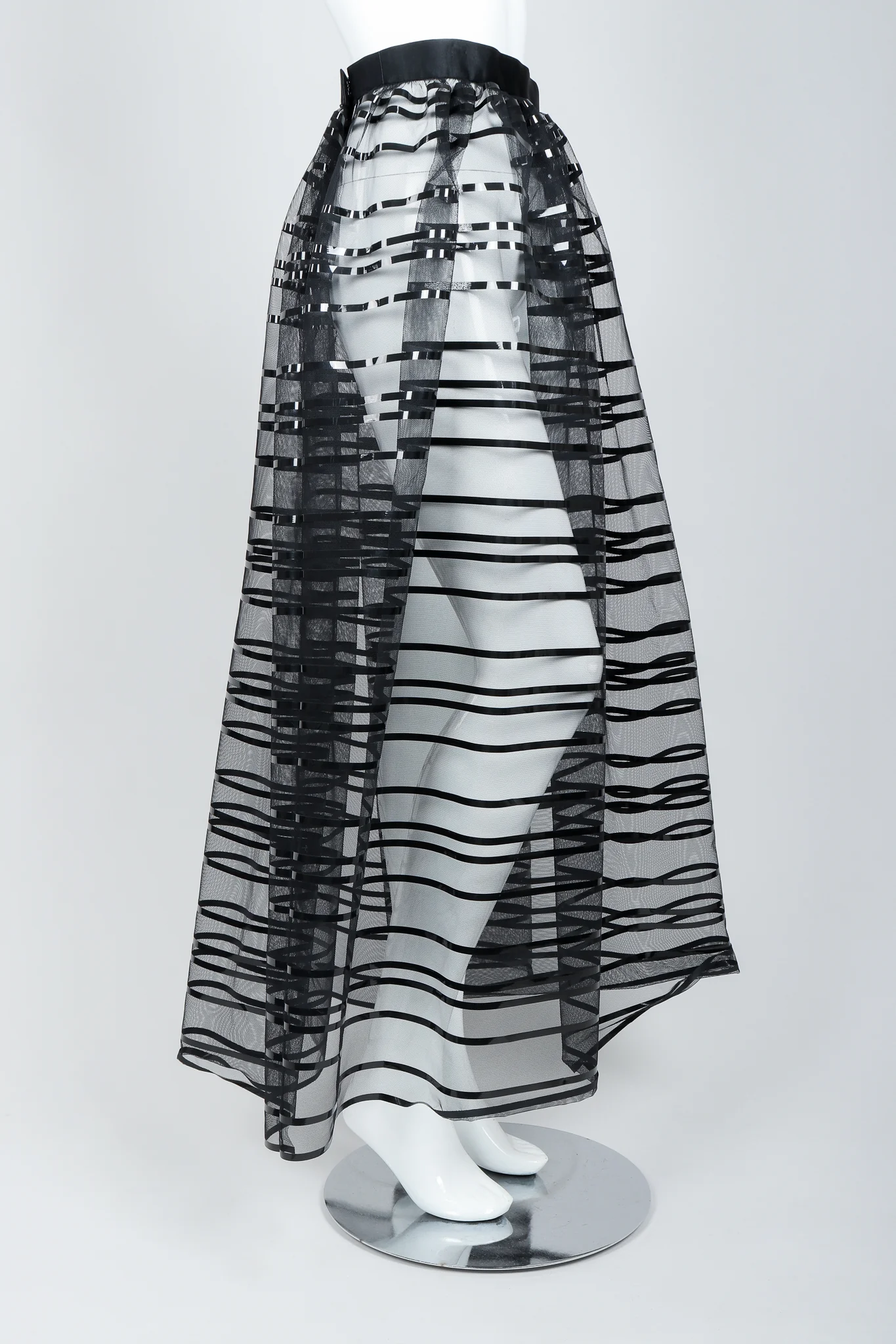 Sheer Striped Mesh Ball Skirt - Image 2