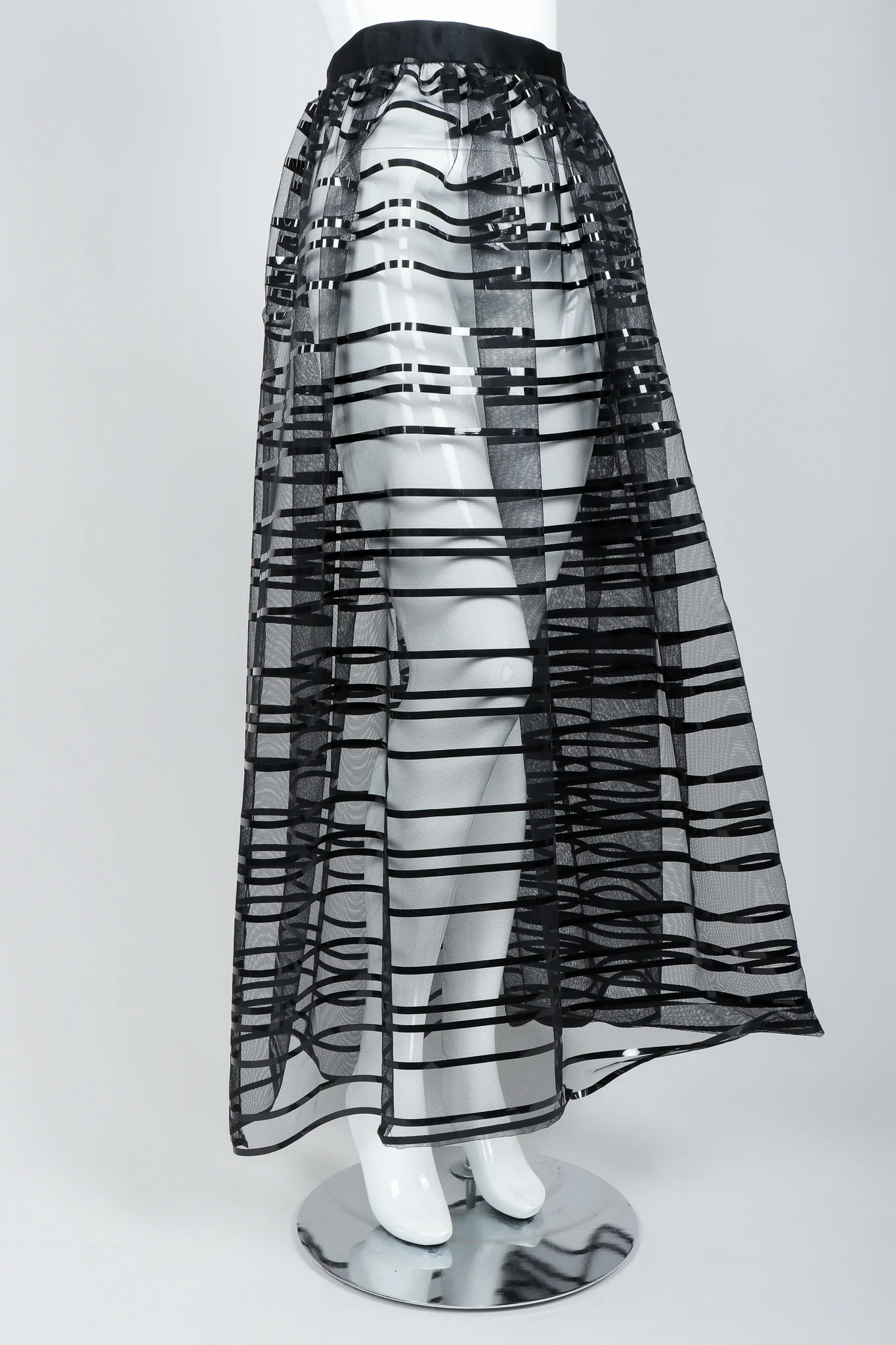 Sheer Striped Mesh Ball Skirt - Image 4