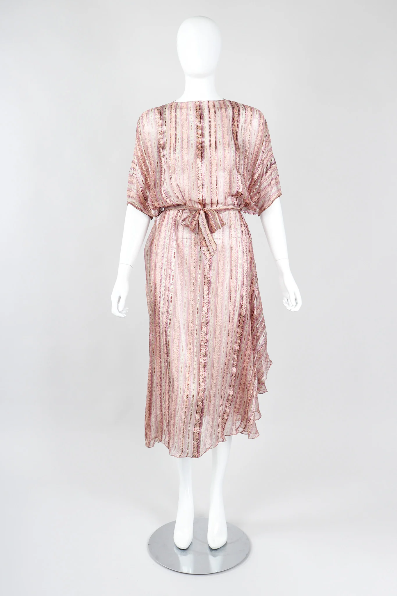 Sheer Striped Silk Dolman Dress - Image 2