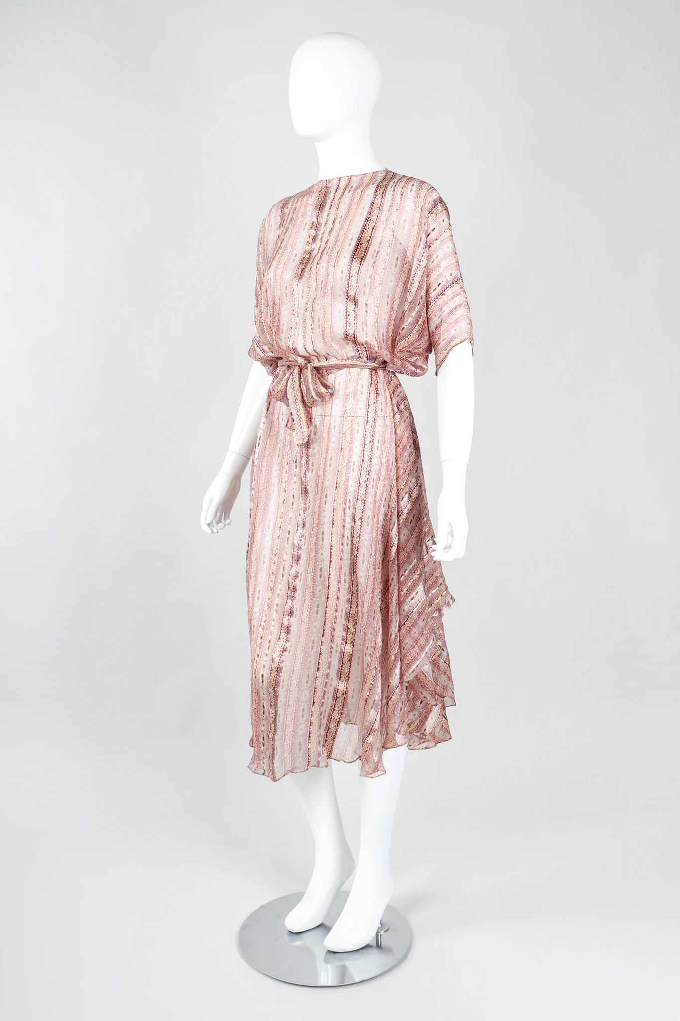 Sheer Striped Silk Dolman Dress - Image 3