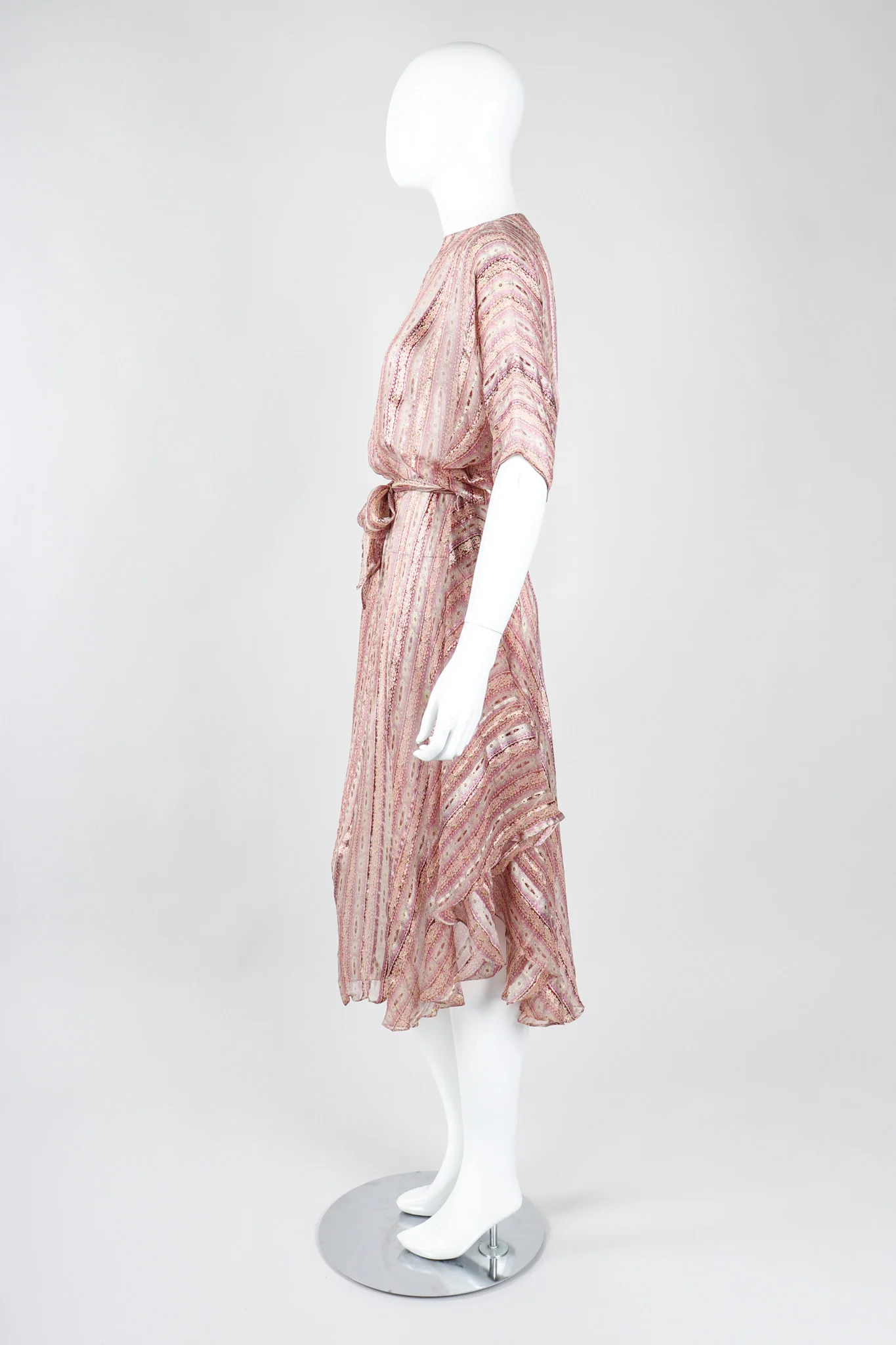 Sheer Striped Silk Dolman Dress - Image 4