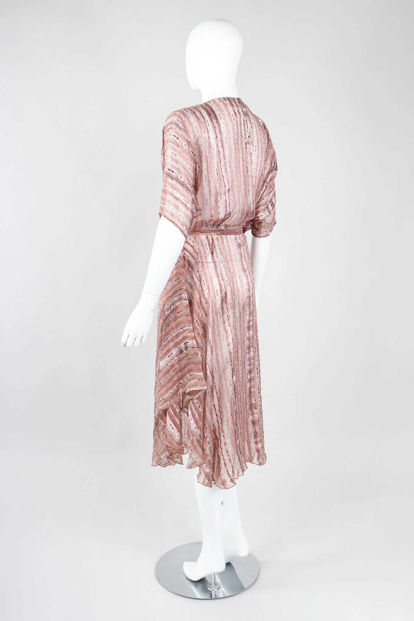 Sheer Striped Silk Dolman Dress - Image 5