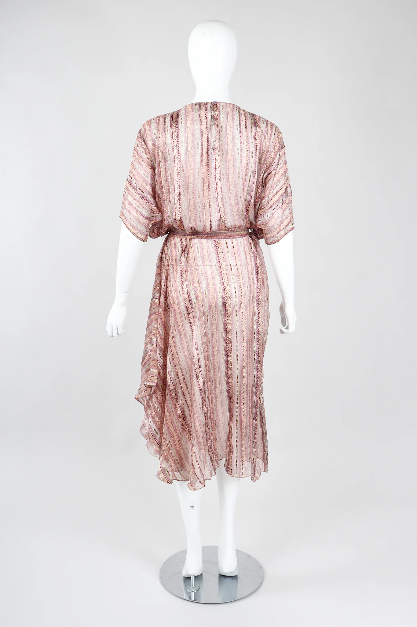 Sheer Striped Silk Dolman Dress - Image 6