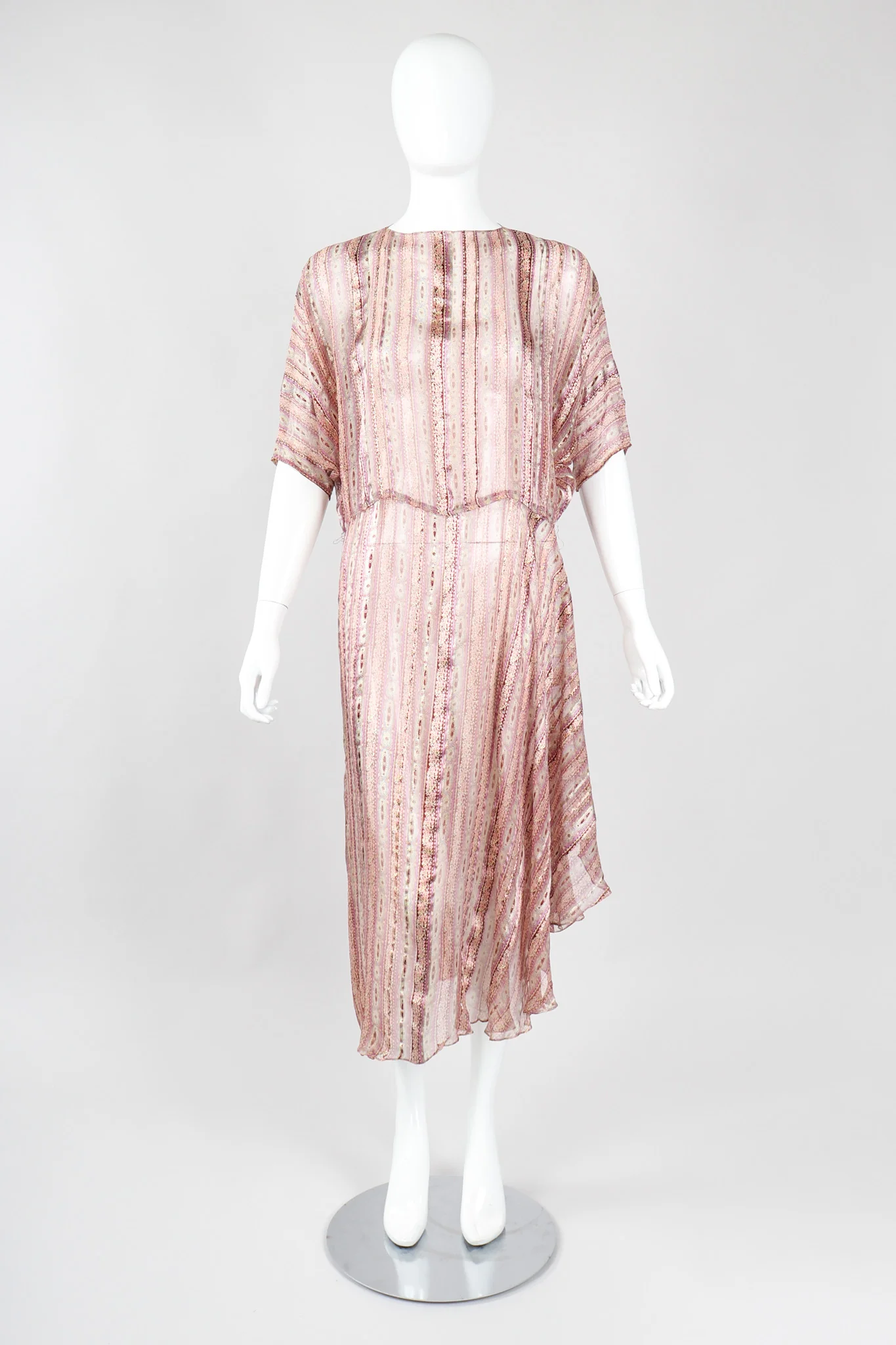 Sheer Striped Silk Dolman Dress - Image 7