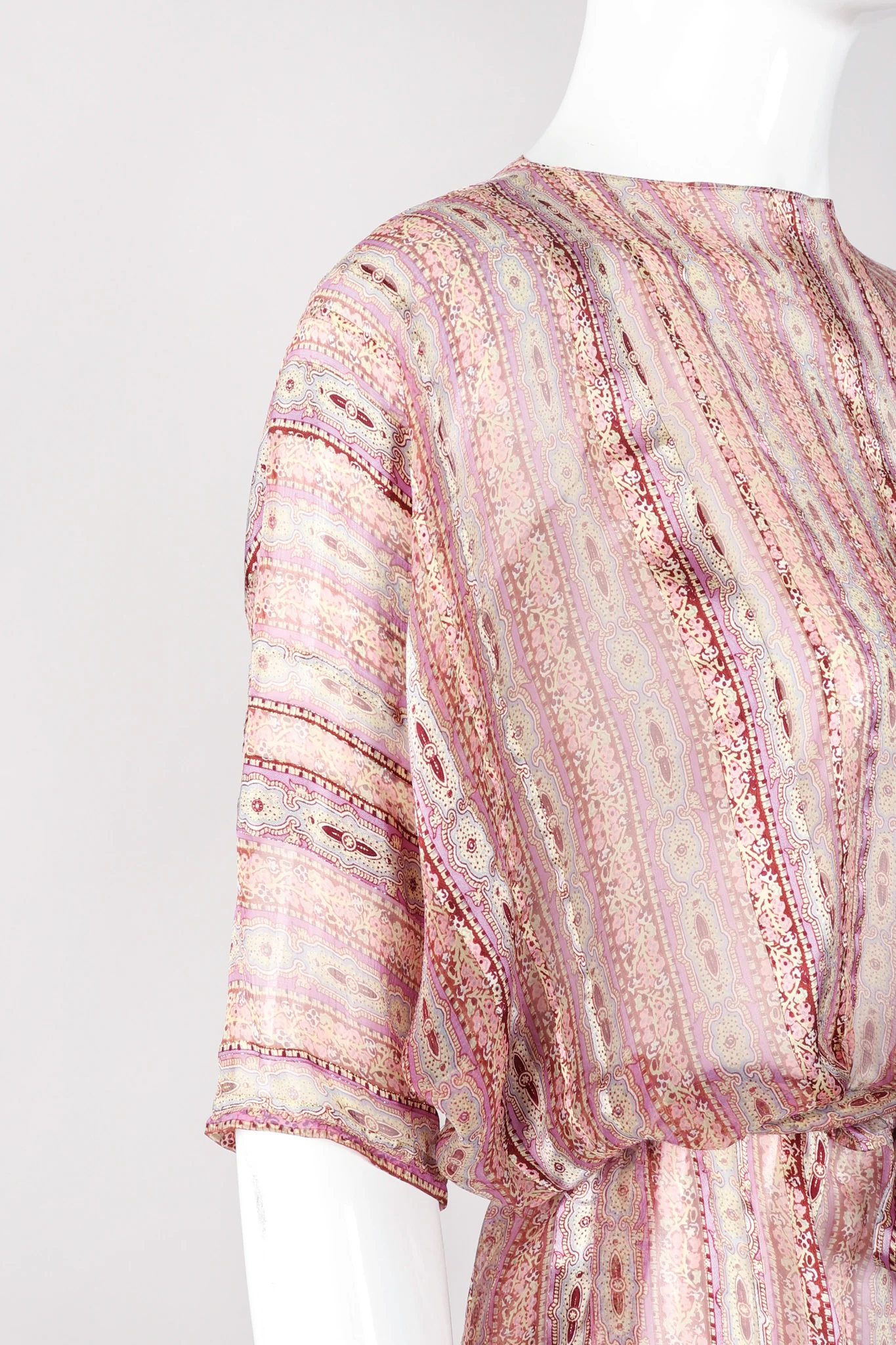 Sheer Striped Silk Dolman Dress - Image 8