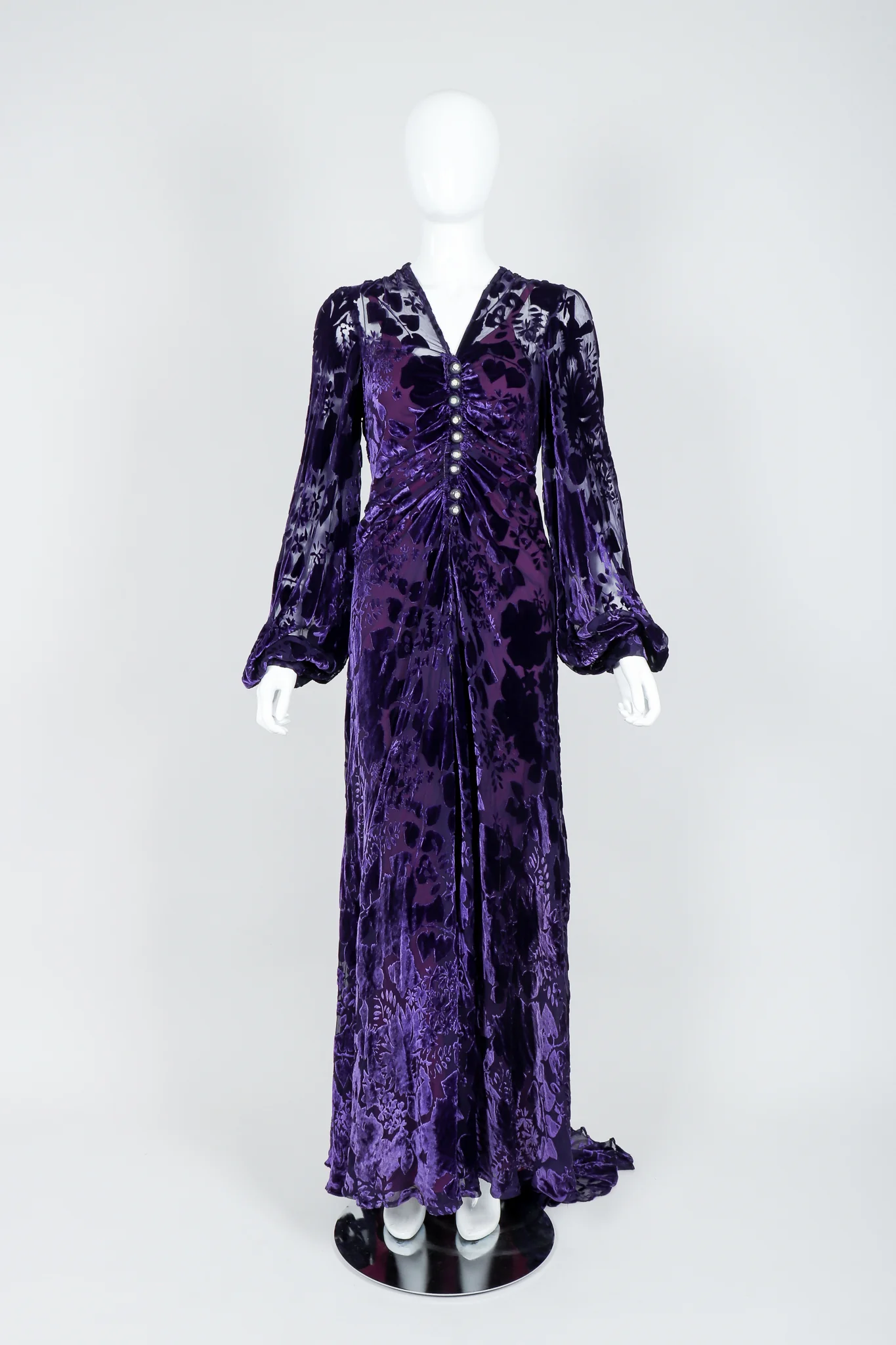 Sheer Velvet Burnout Gown - Image 7
