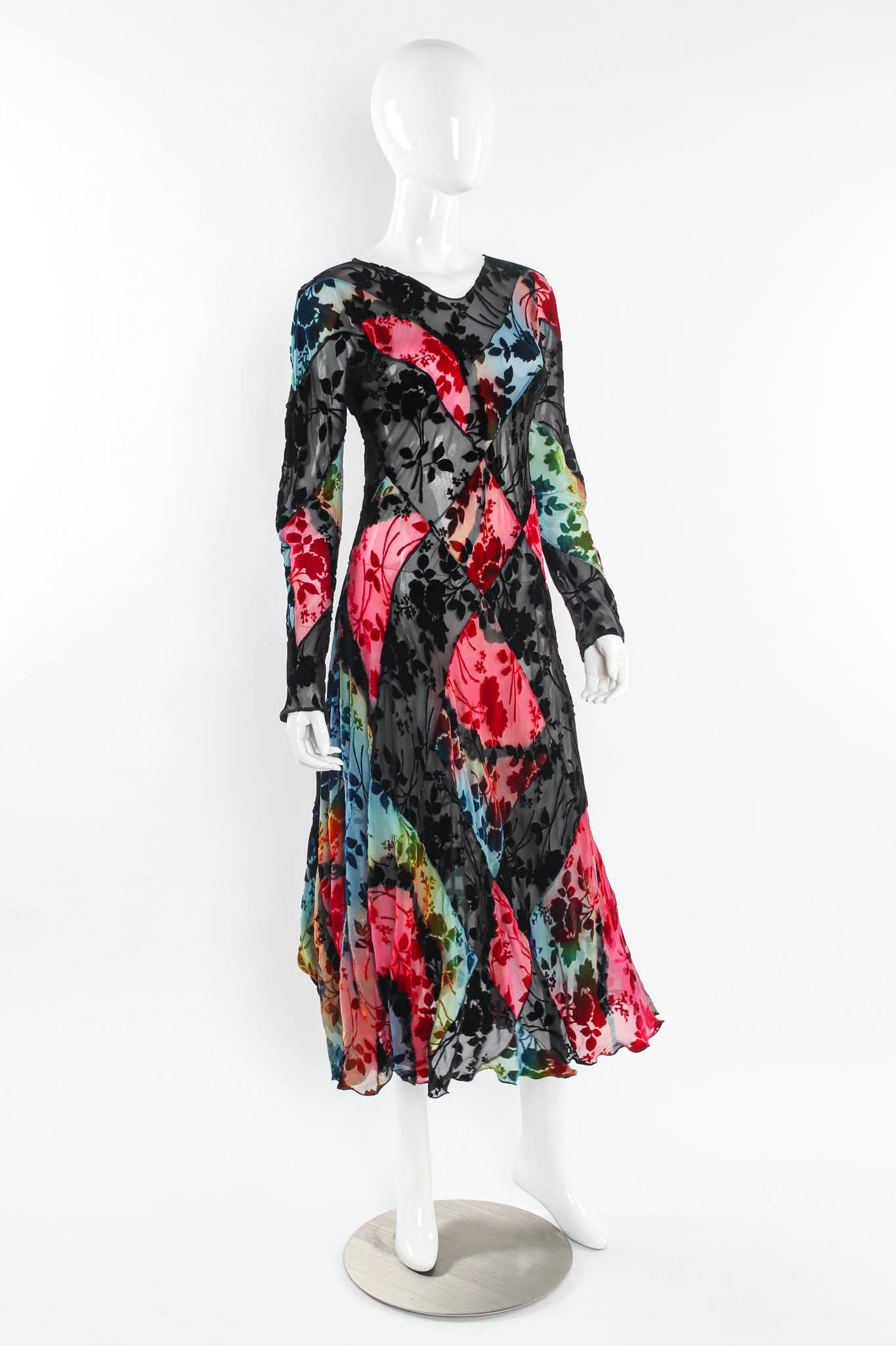 Sheer Velvet Floral Burnout Dress - Image 2