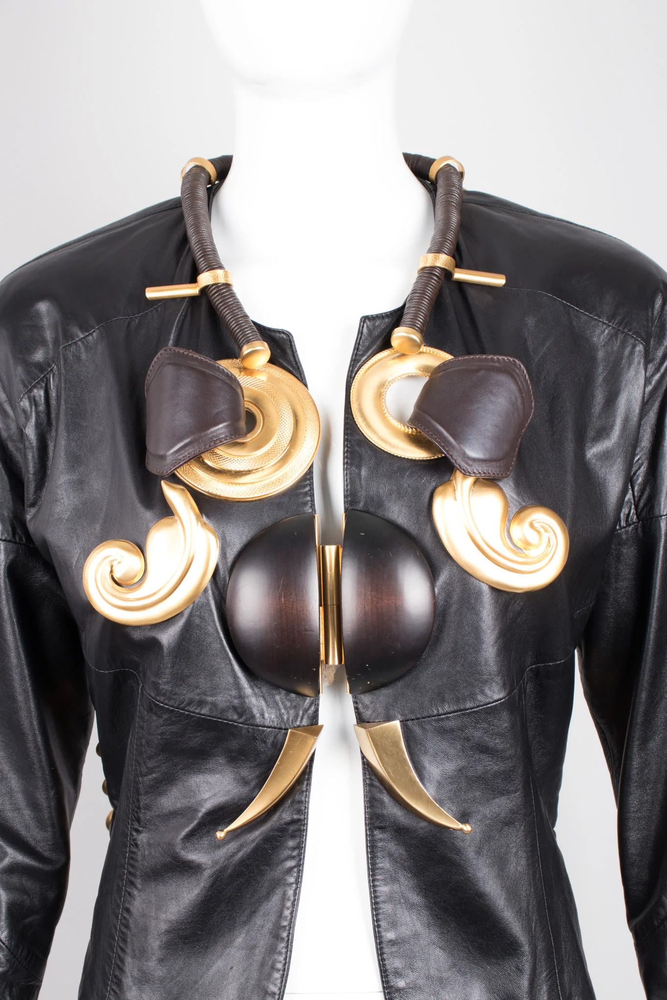 Shell Embellished Leather Jacket - Image 2