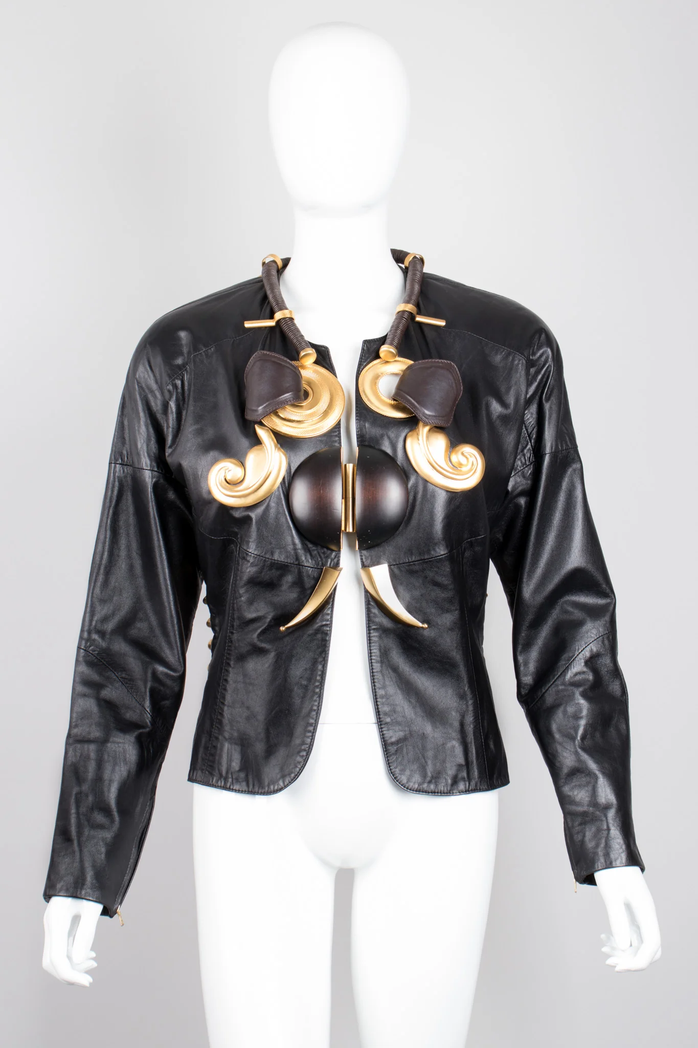 Shell Embellished Leather Jacket - Image 3