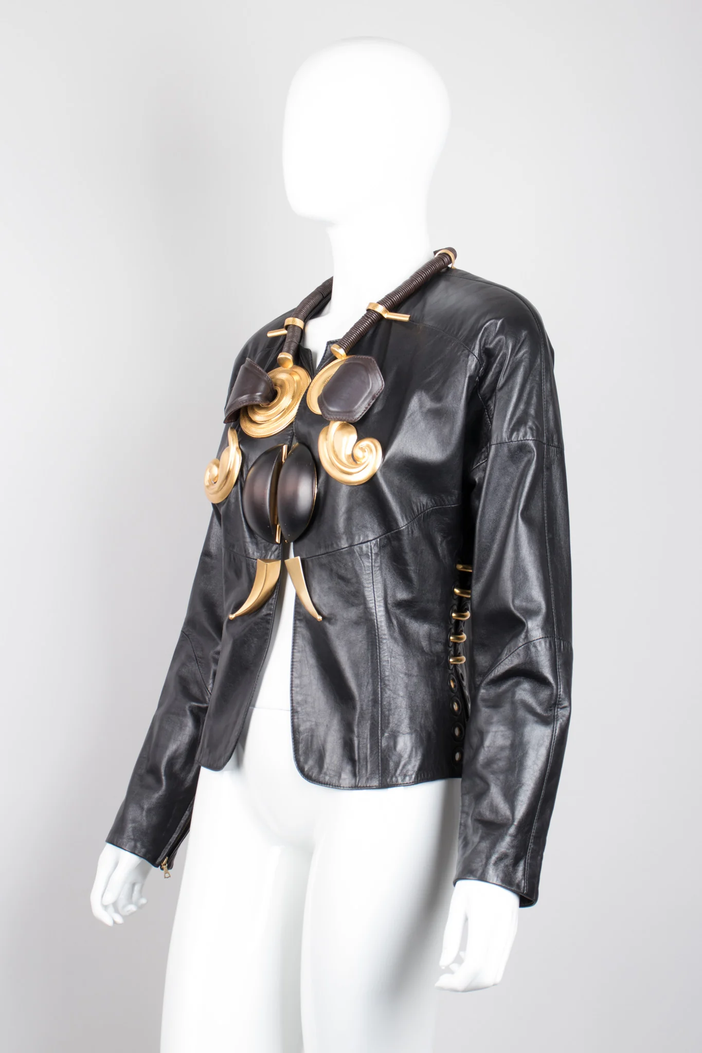 Shell Embellished Leather Jacket - Image 4