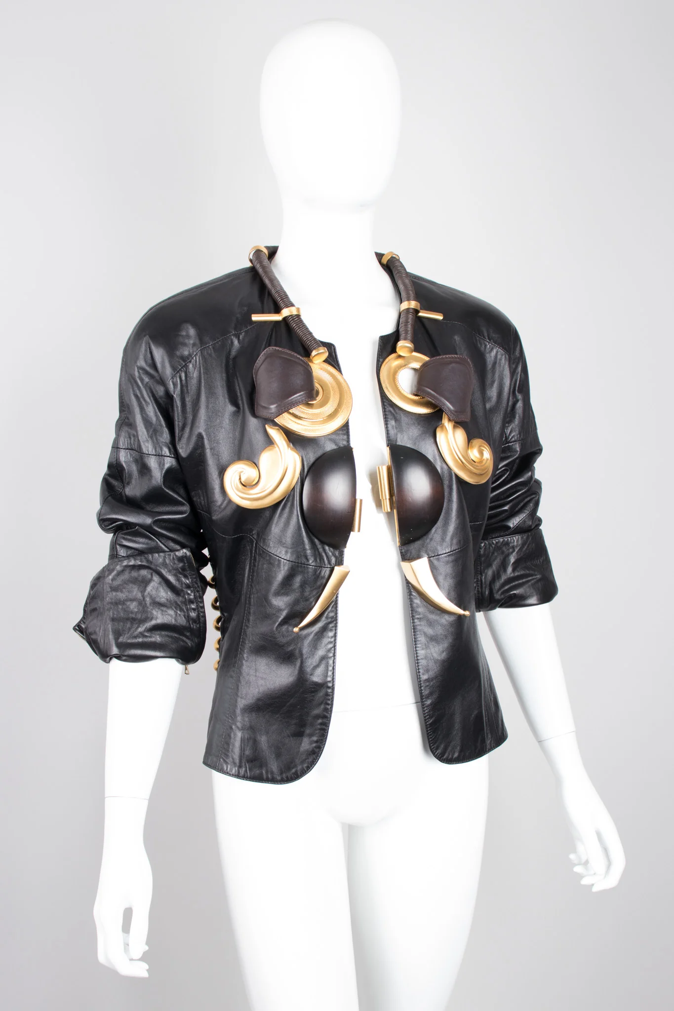 Shell Embellished Leather Jacket - Image 8