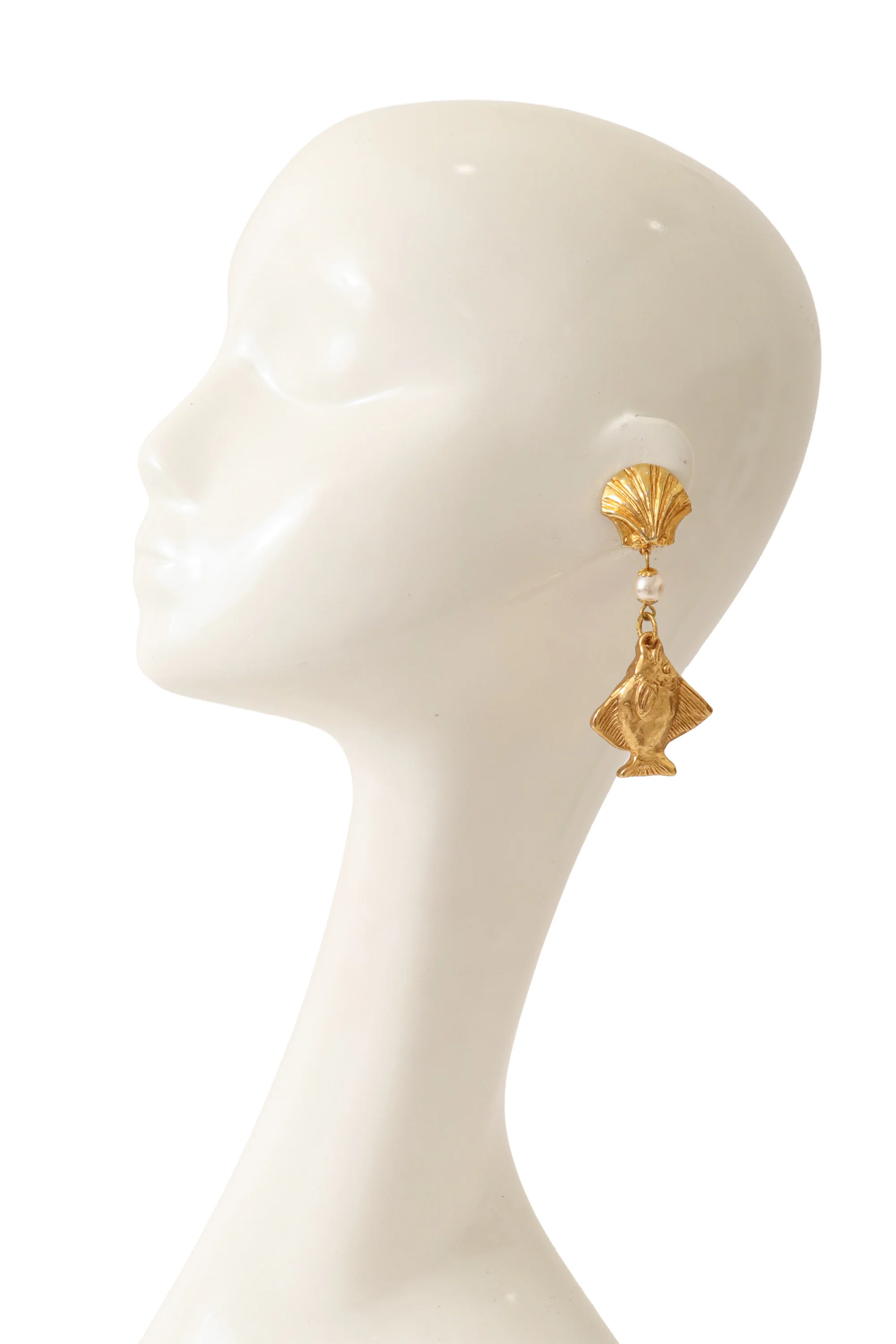 Shell, Pearl, Angelfish Drop Earrings I - Image 2