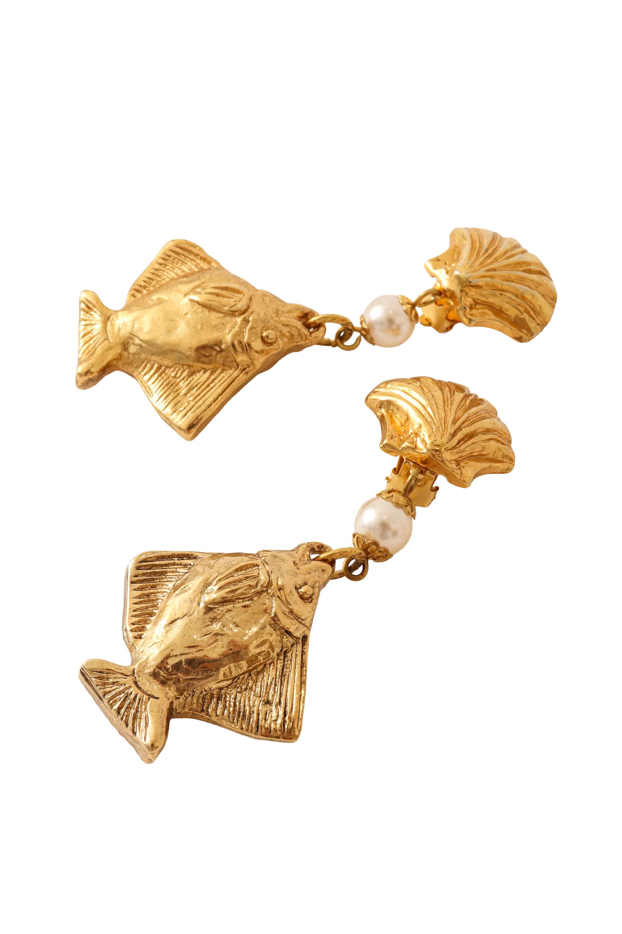 Shell, Pearl, Angelfish Drop Earrings II - Image 3