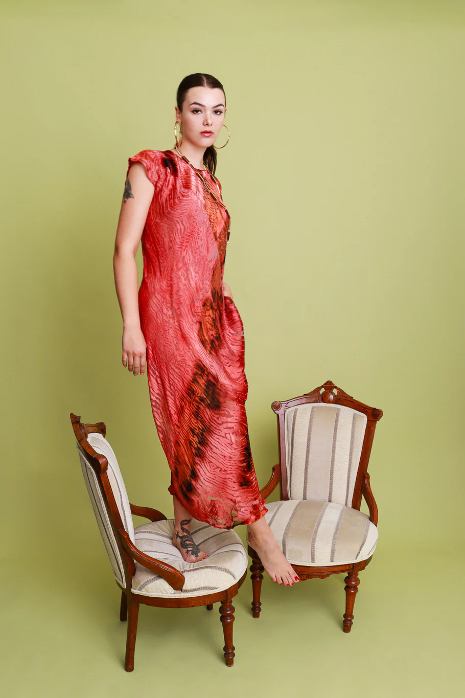 Shibori Silk Burnout Maxi Dress - Image 2