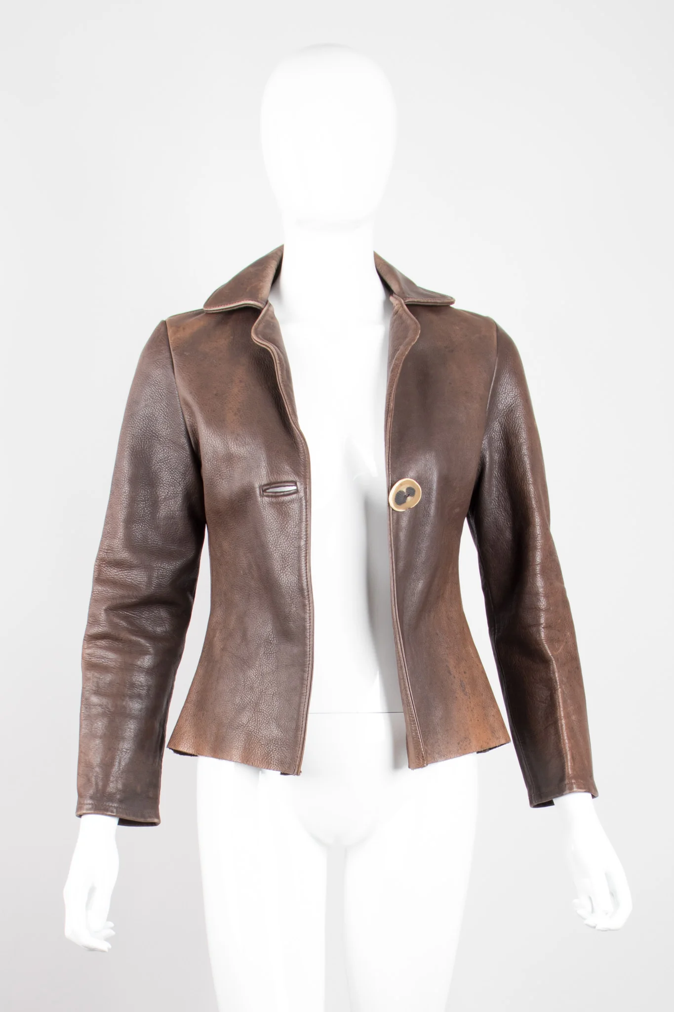 Shrunken Leather Blazer - Image 4